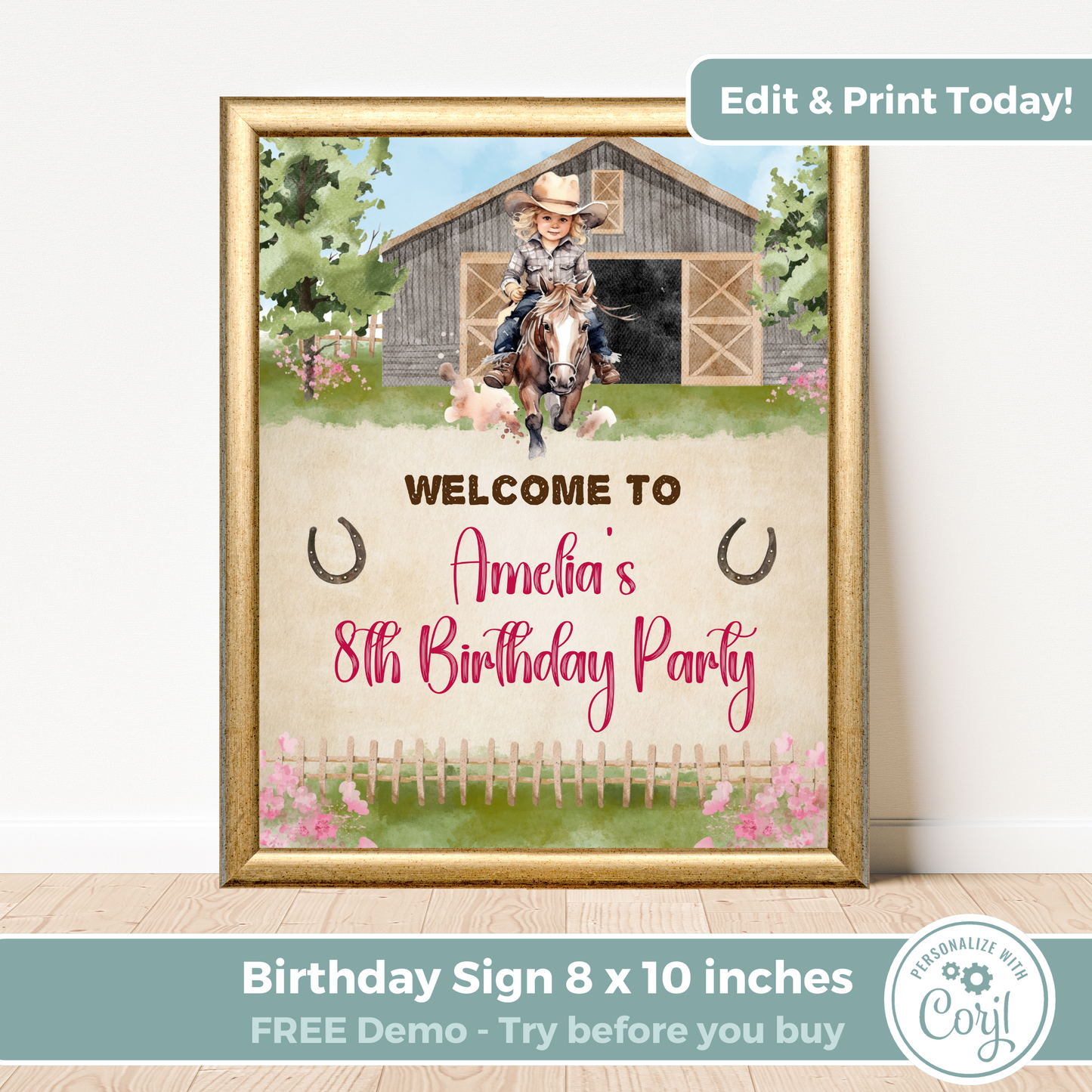 Editable Birthday Welcome Sign - Wild West