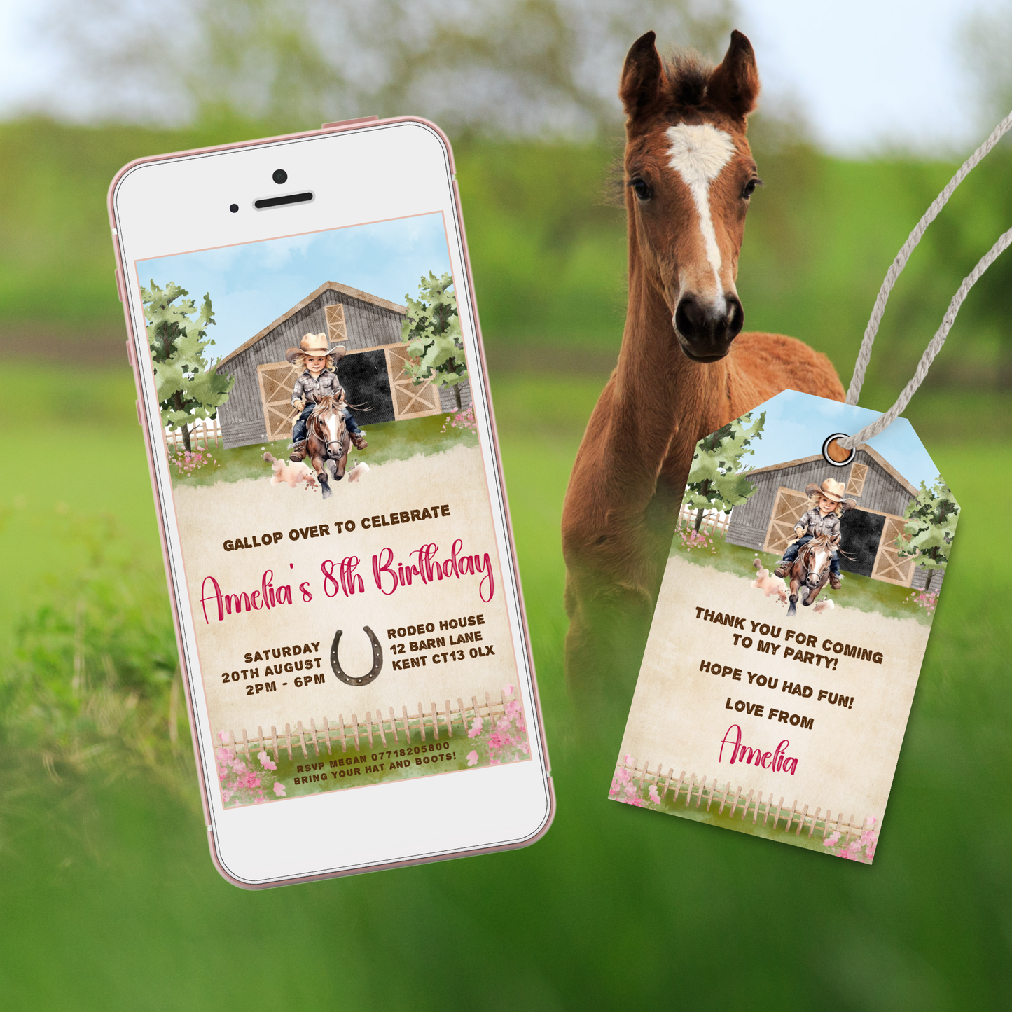 Editable Evite Birthday Invitation and FREE Thank You Tag - Wild West