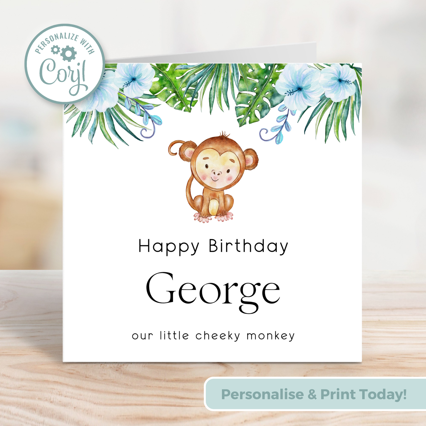 Editable Birthday Card - Cheeky Monkey