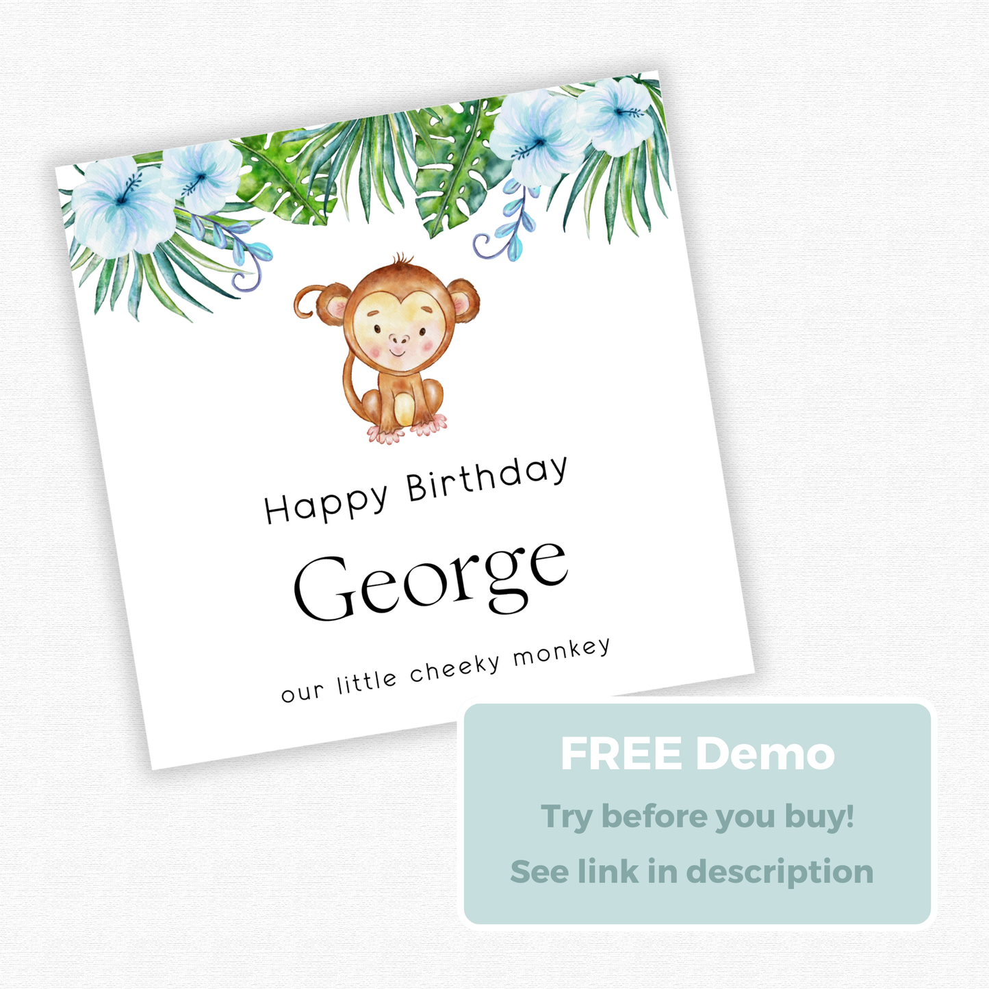 Editable Birthday Card - Cheeky Monkey