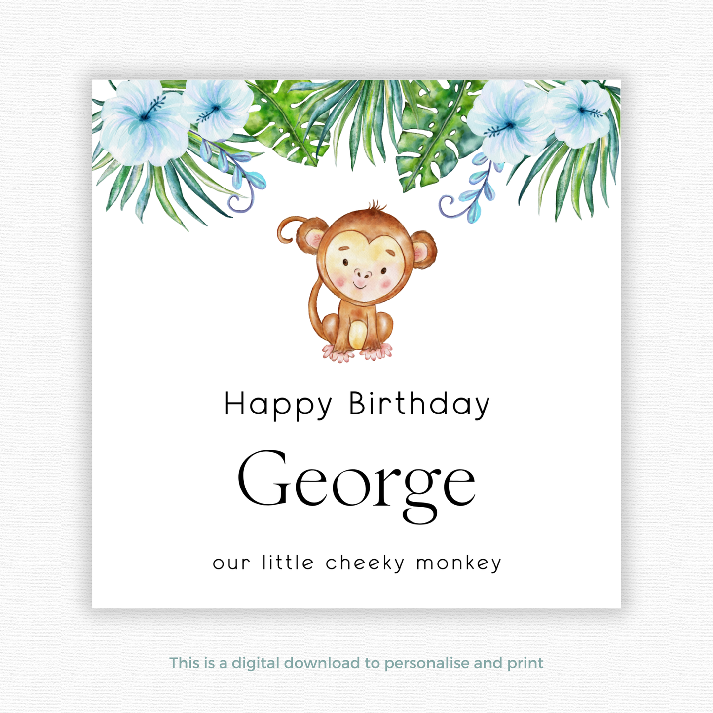 Editable Birthday Card - Cheeky Monkey
