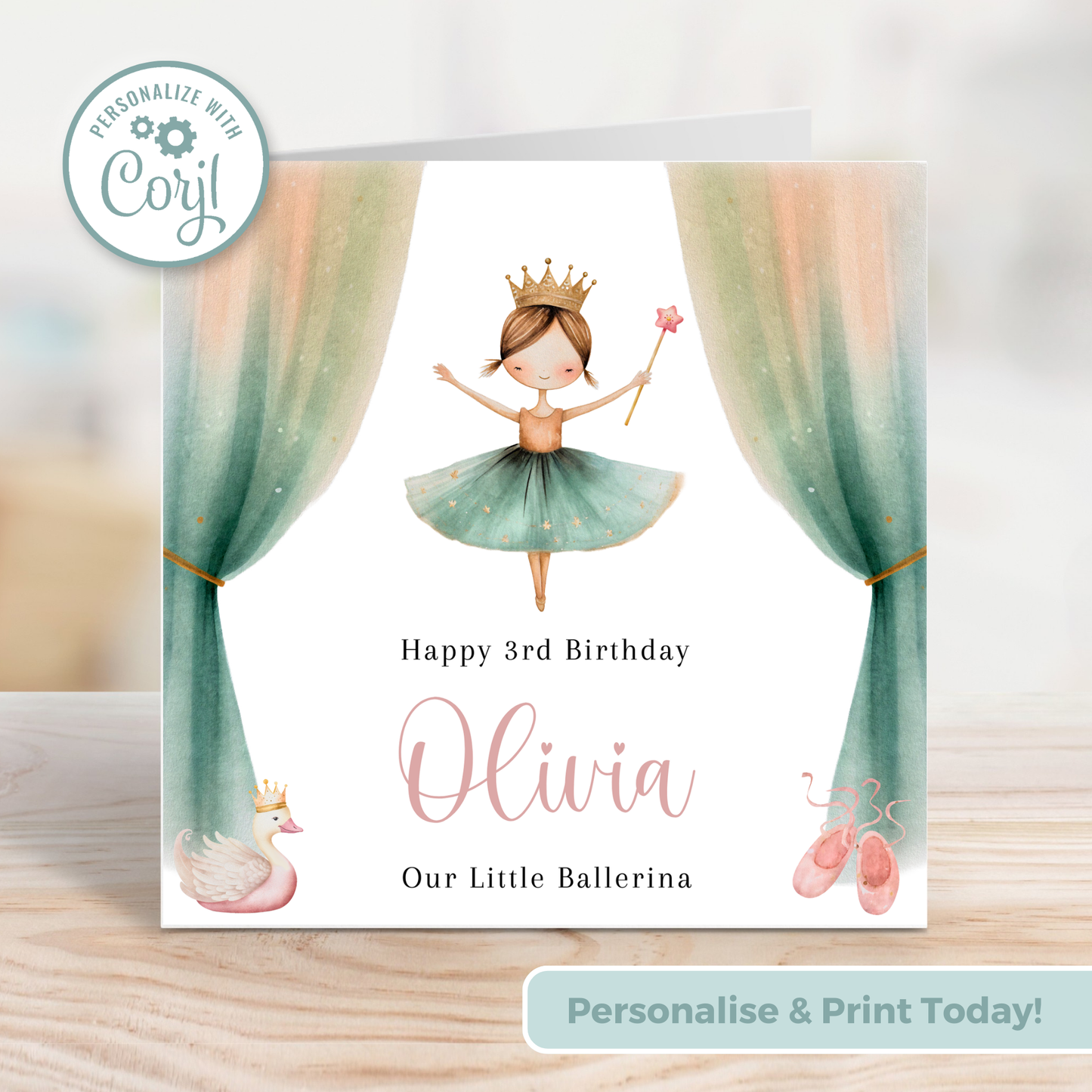 Editable Birthday Card - Little Ballerina