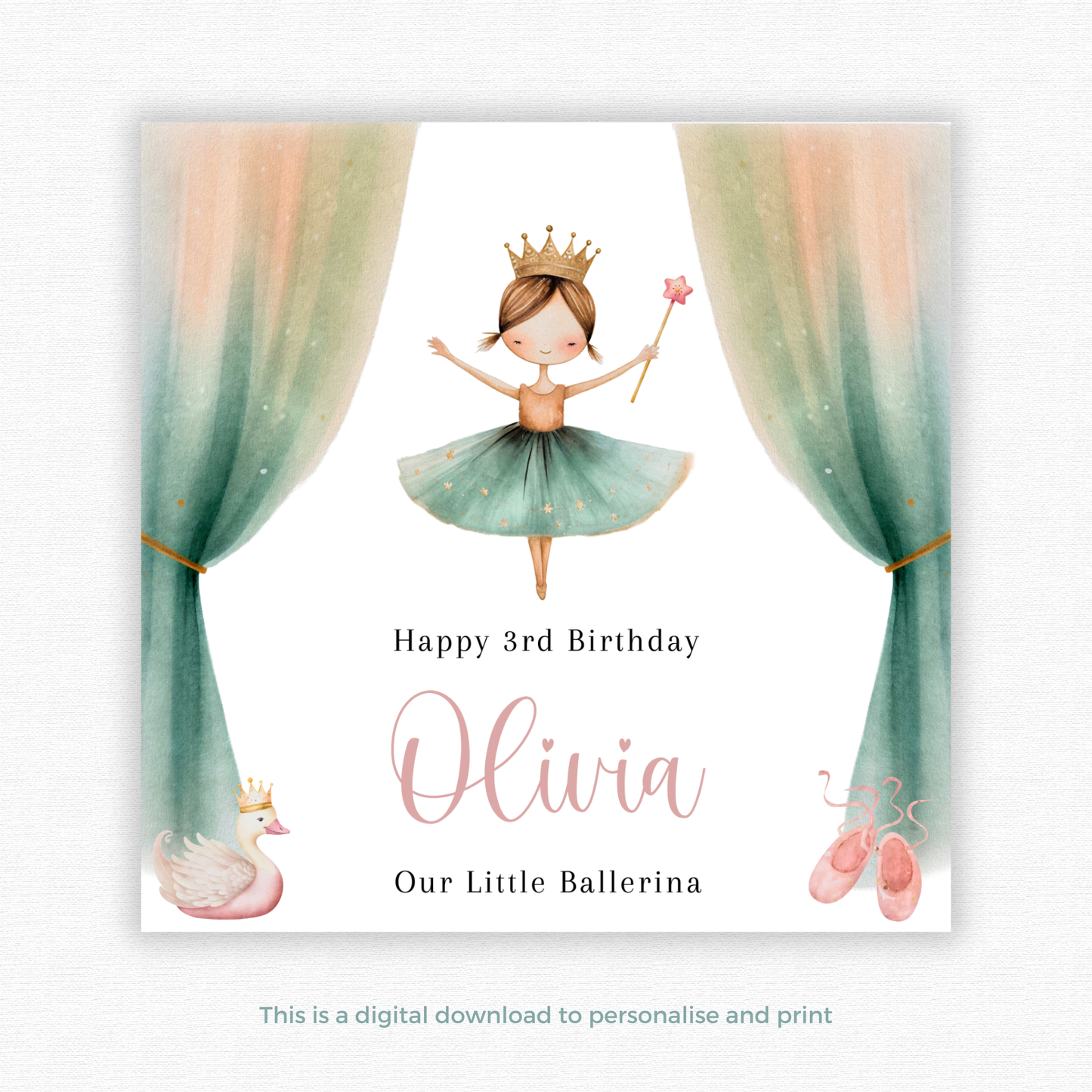 Editable Birthday Card - Little Ballerina