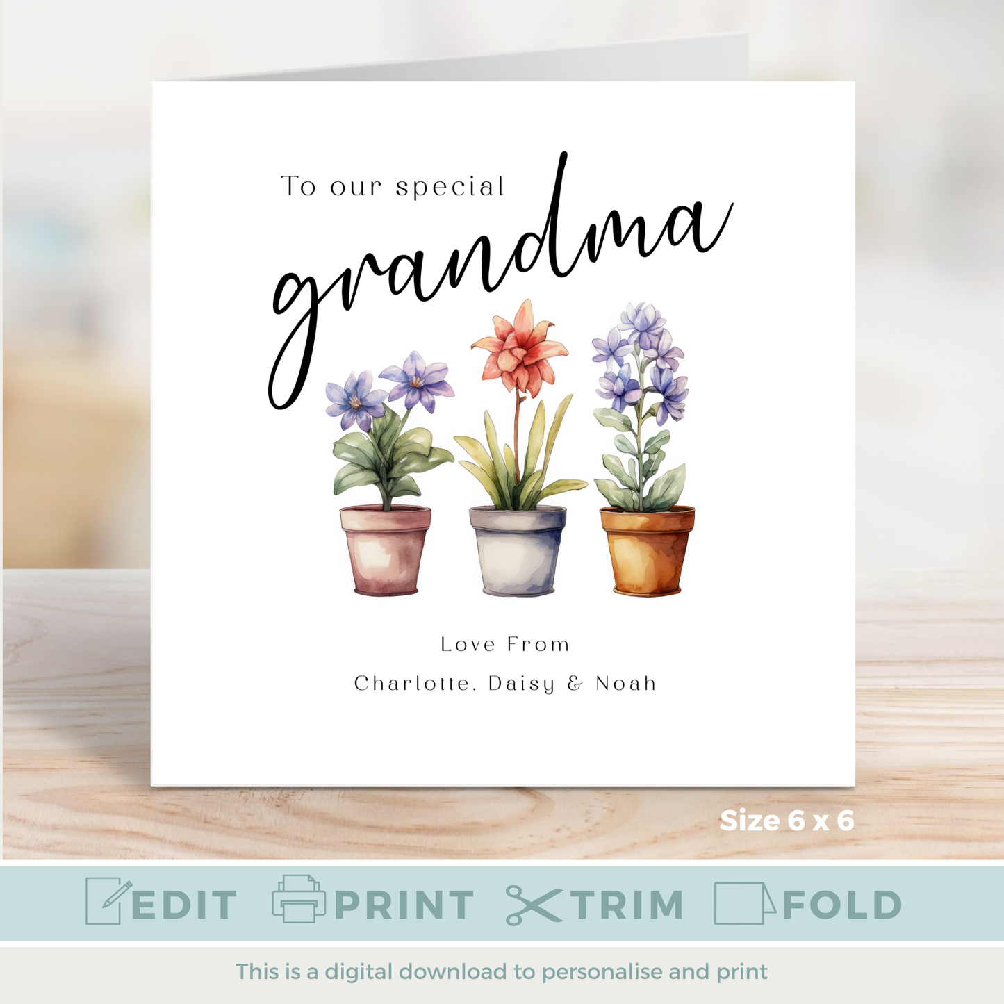 Editable Birthday Card - Grandma