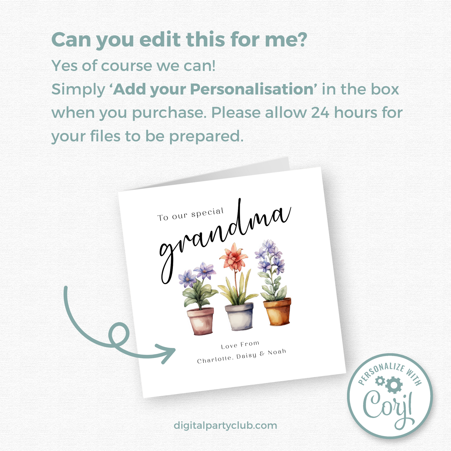 Editable Birthday Card - Grandma