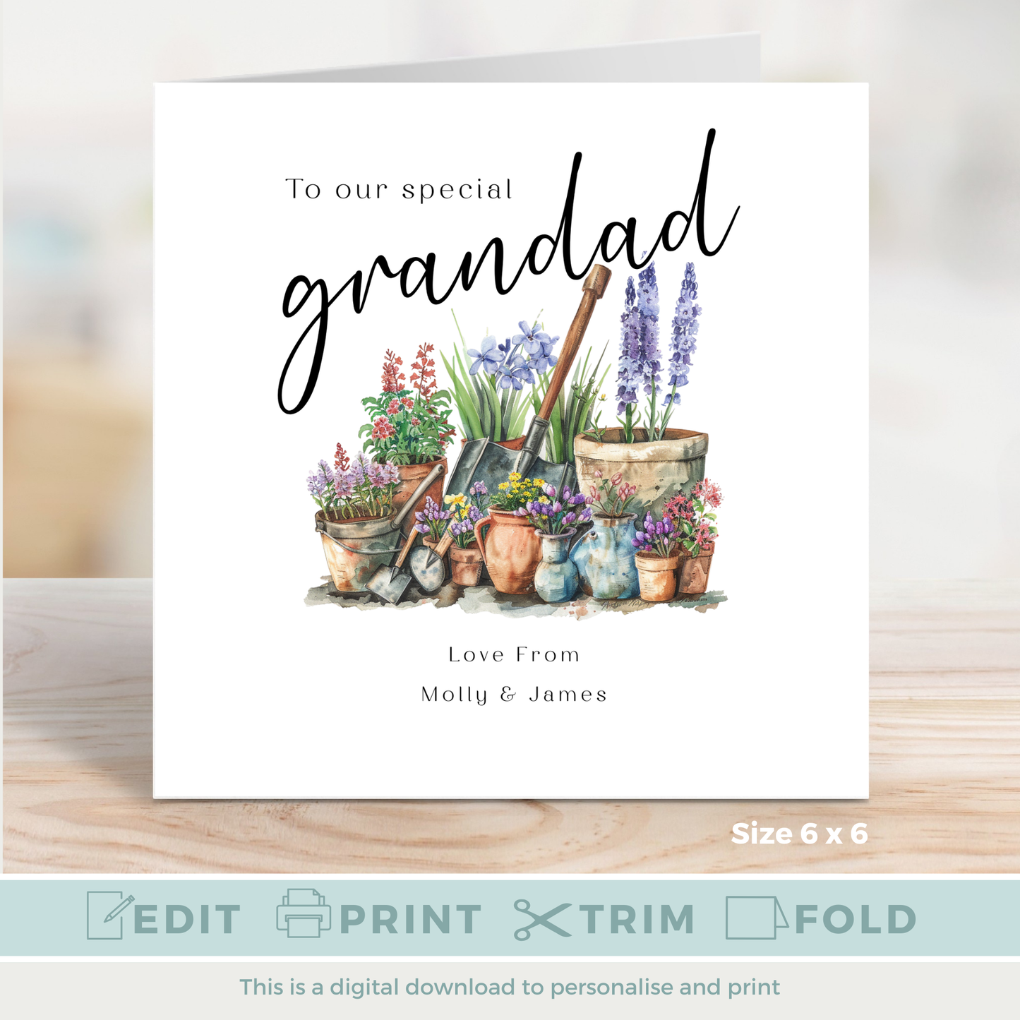 Editable Birthday Card - Grandad