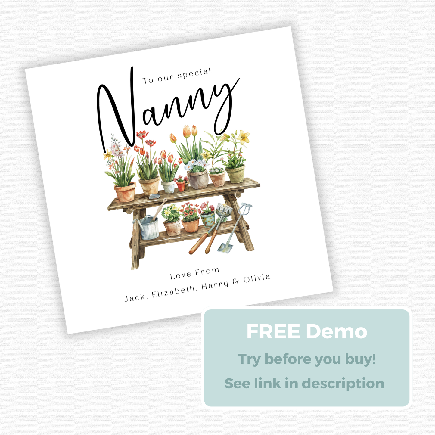 Editable Birthday Card - Nanny