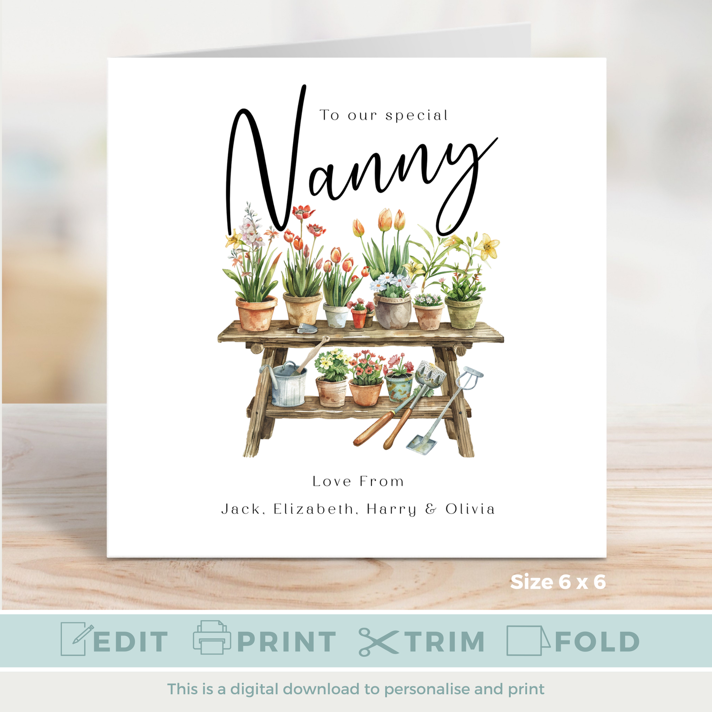 Editable Birthday Card - Nanny