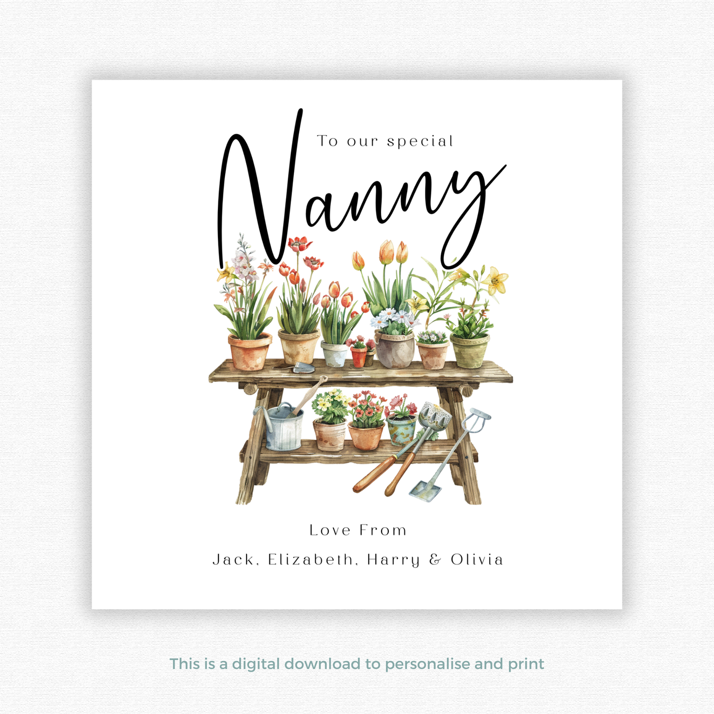 Editable Birthday Card - Nanny