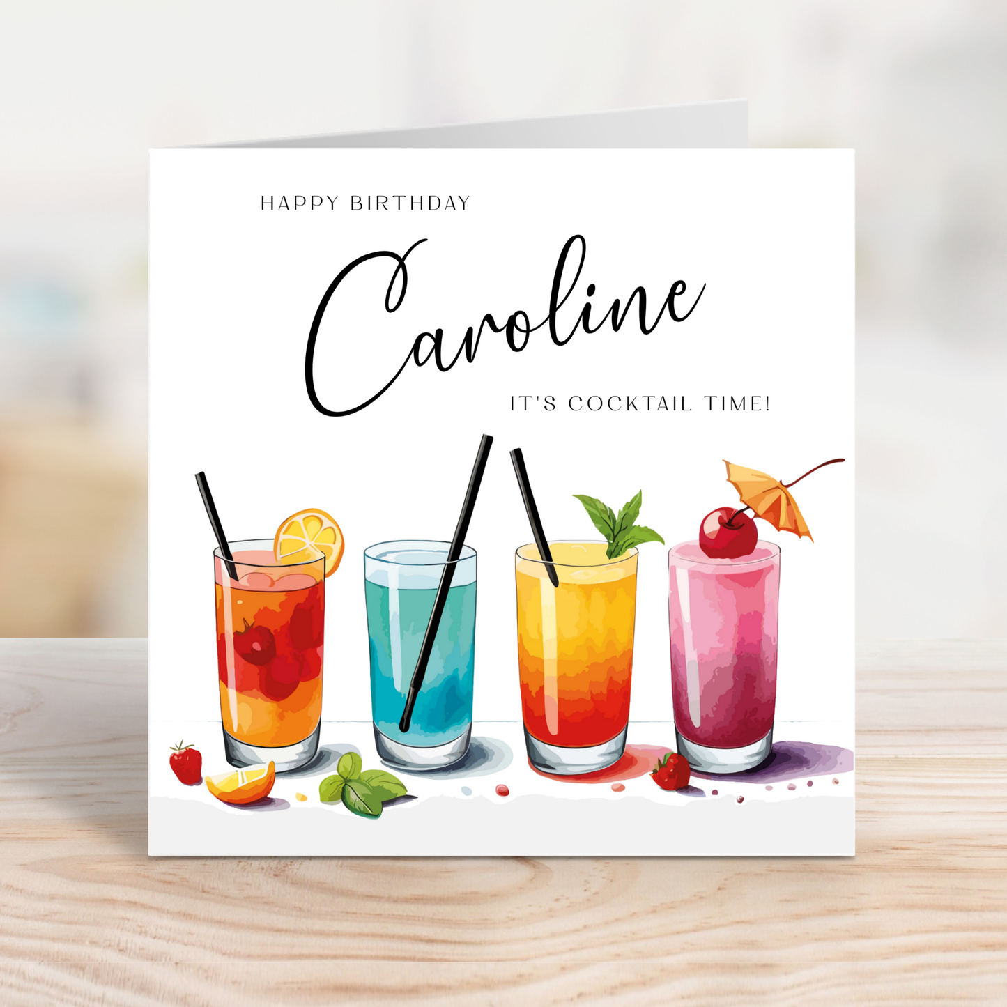 Editable Birthday Card - Cocktail