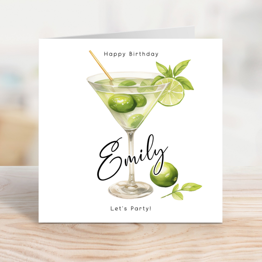 Editable Birthday Card - Cocktail