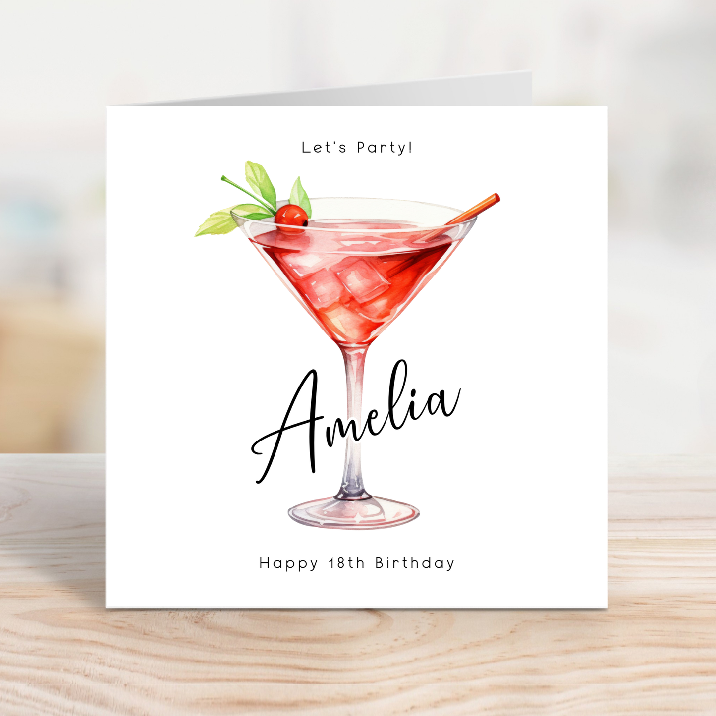Editable Birthday Card - 18th Martini Glass