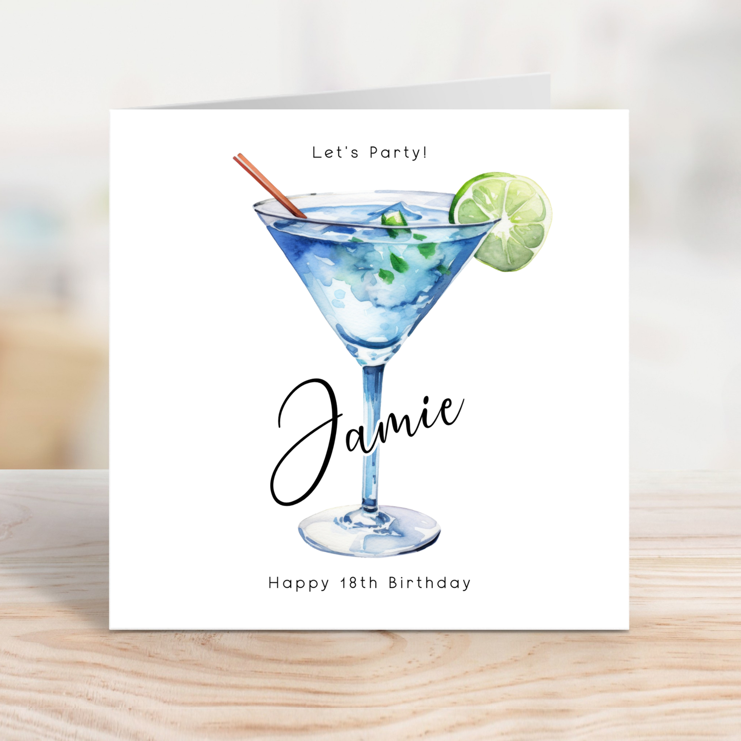 Editable Birthday Card - 18th Martini Glass