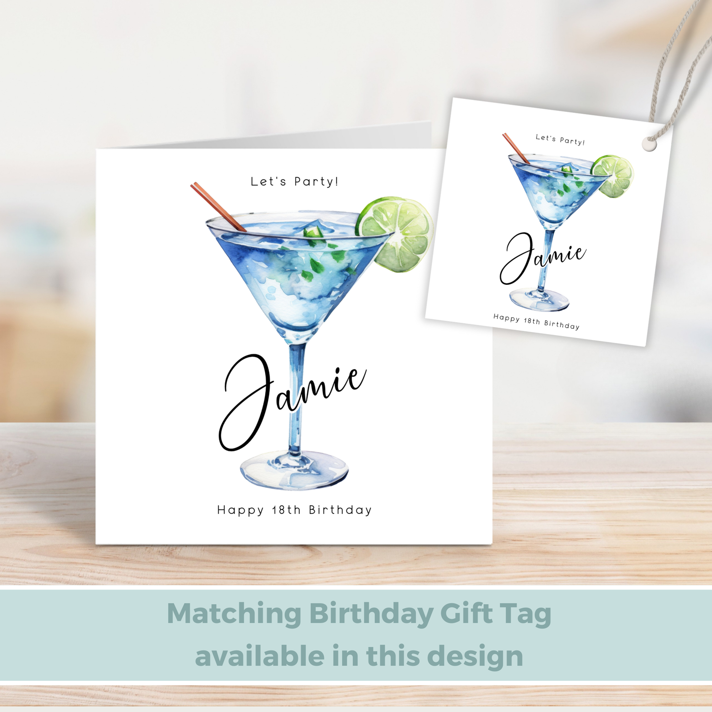 Editable Birthday Card - 18th Martini Glass