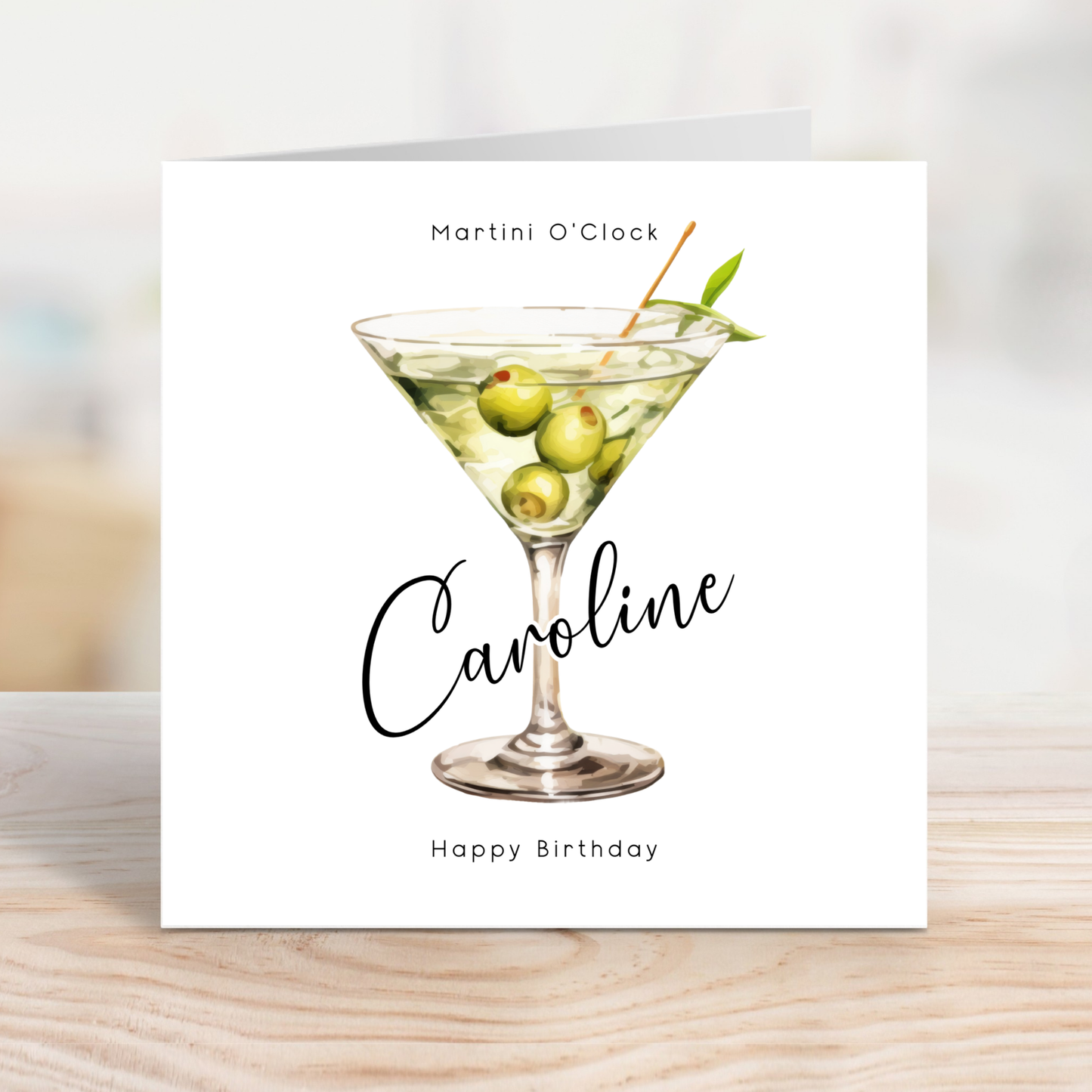 Editable Birthday Card - Martini Olive