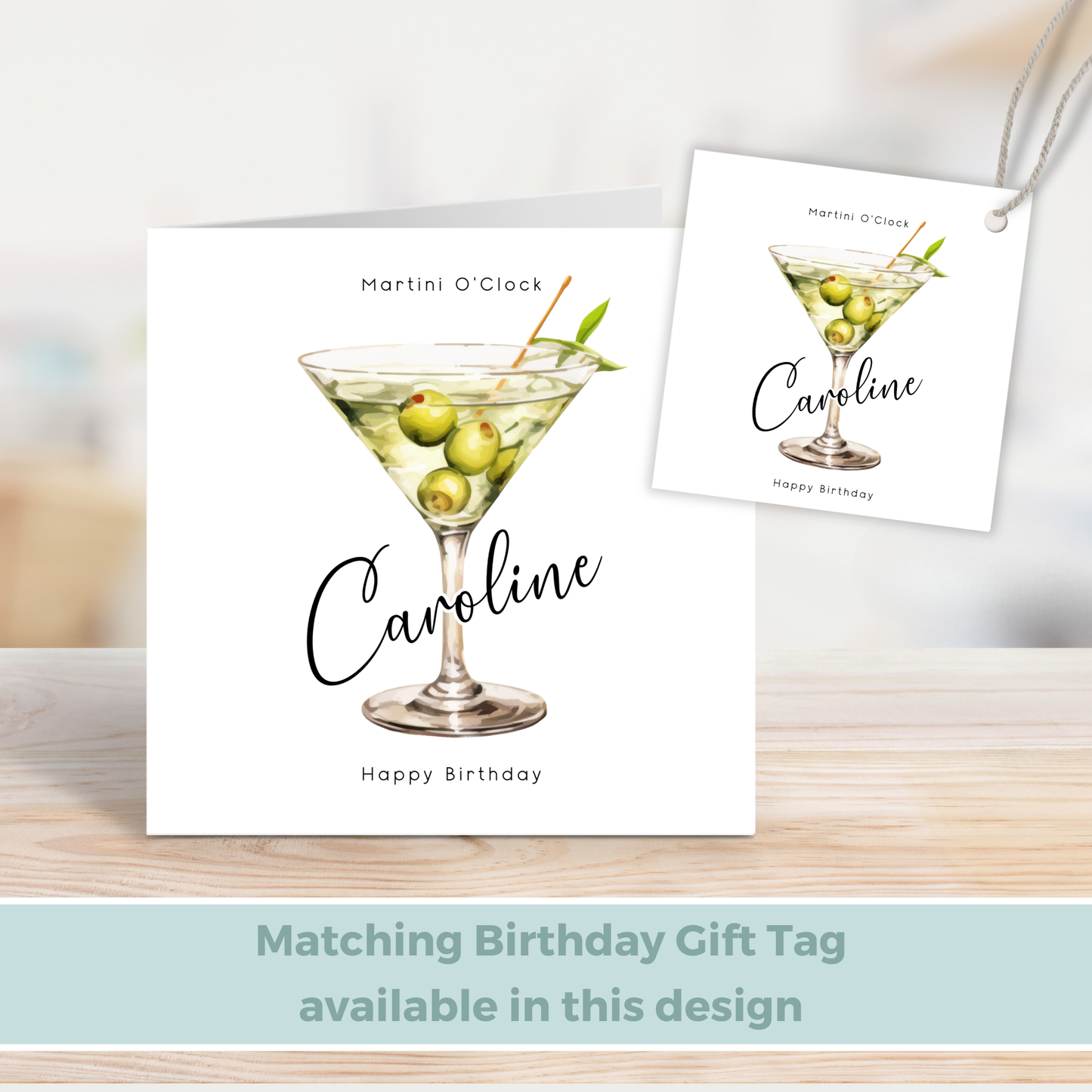 Editable Birthday Card - Martini Olive