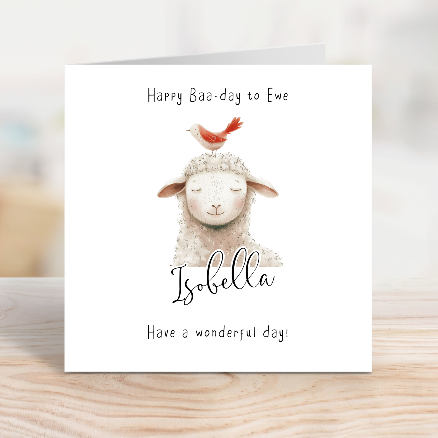 Editable Birthday Card - Sheep with Bird