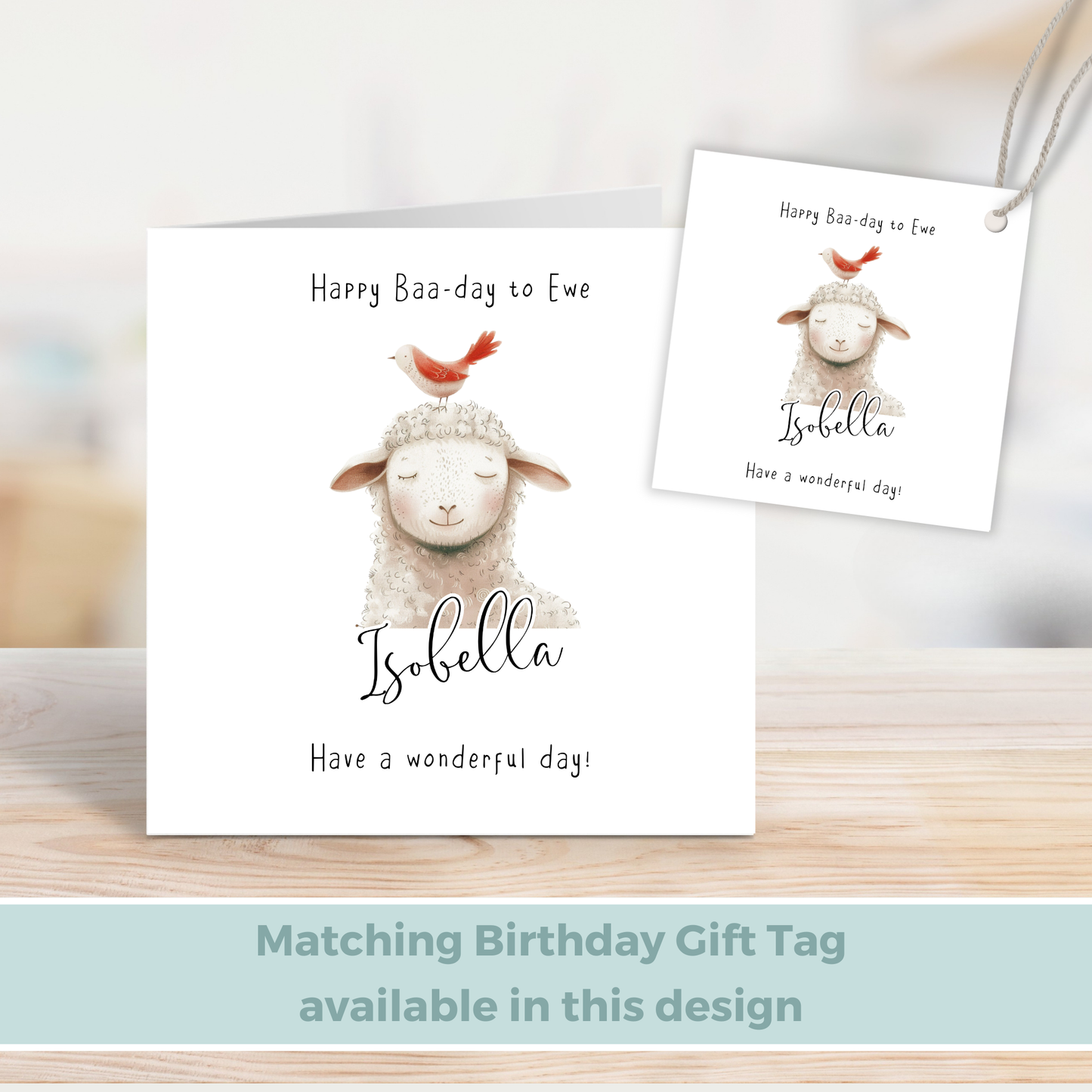 Editable Birthday Card - Sheep with Bird