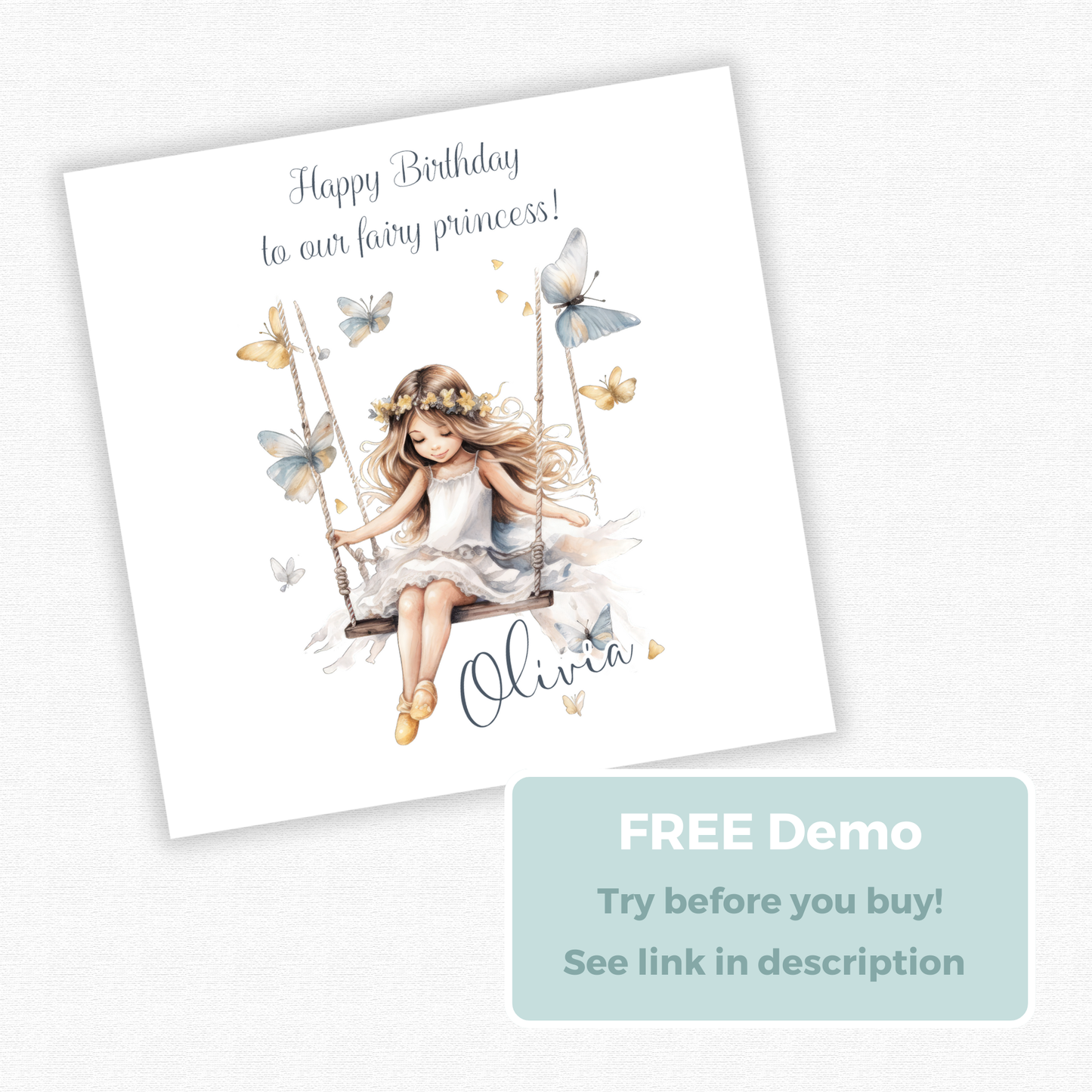 Editable Birthday Card - Fairy