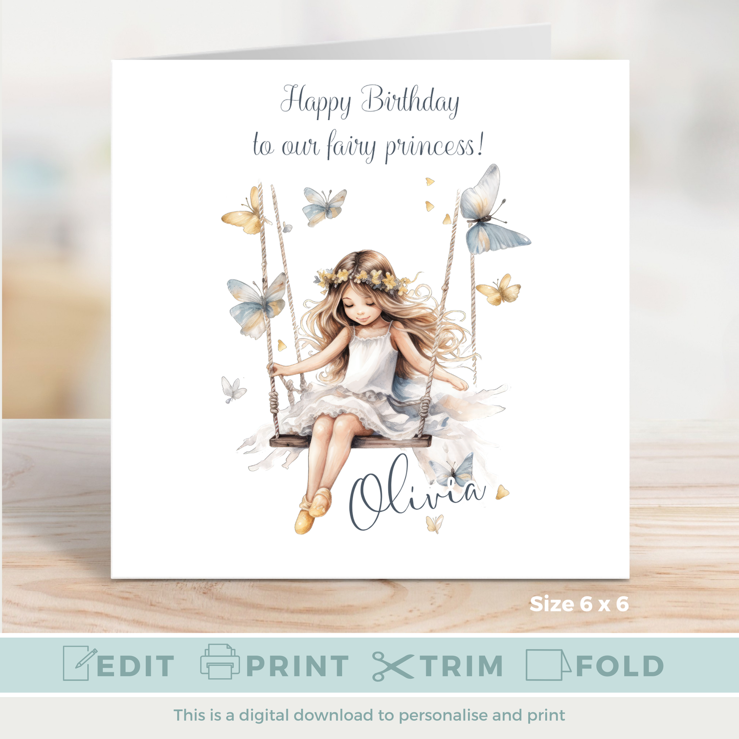 Editable Birthday Card - Fairy