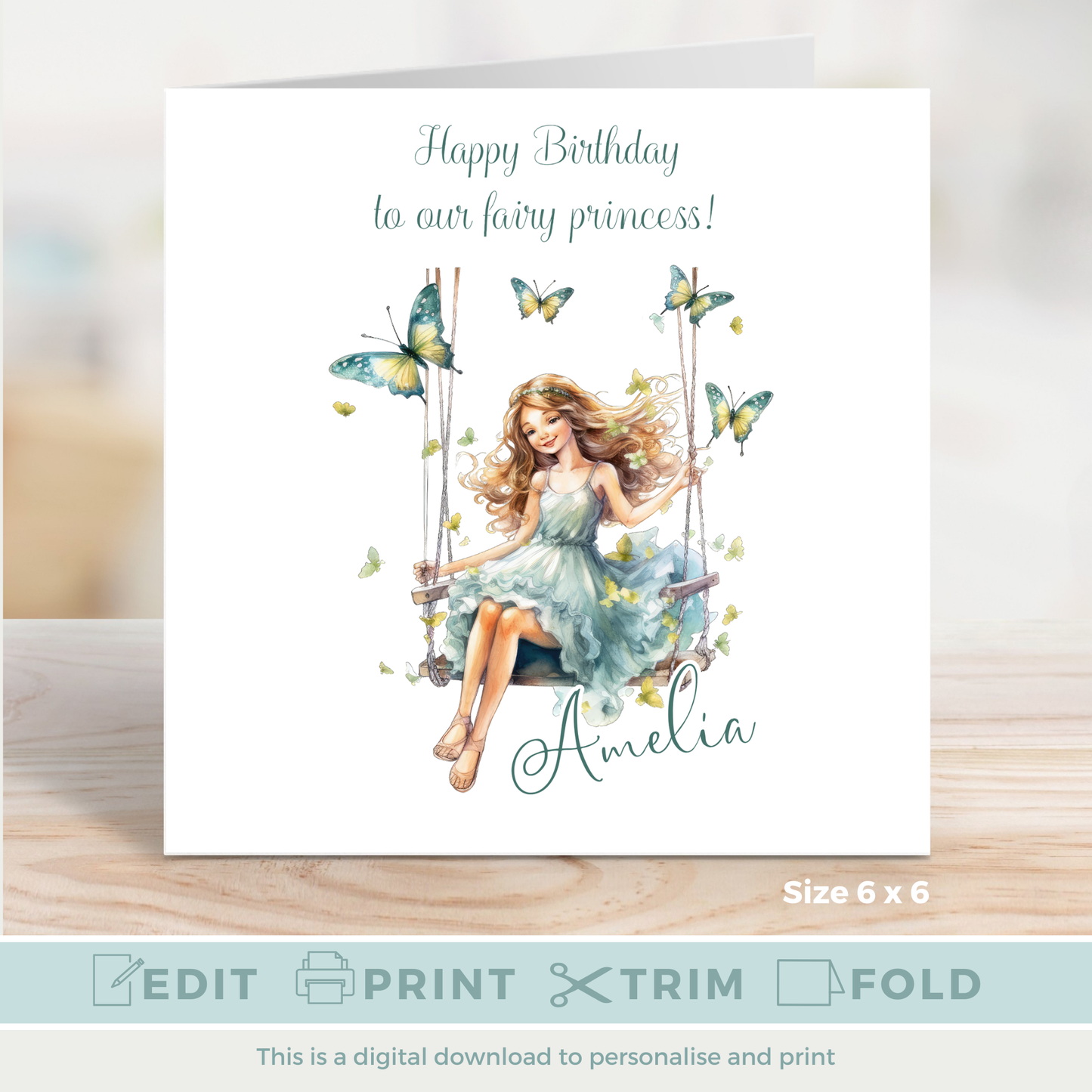 Editable Birthday Card - Fairy
