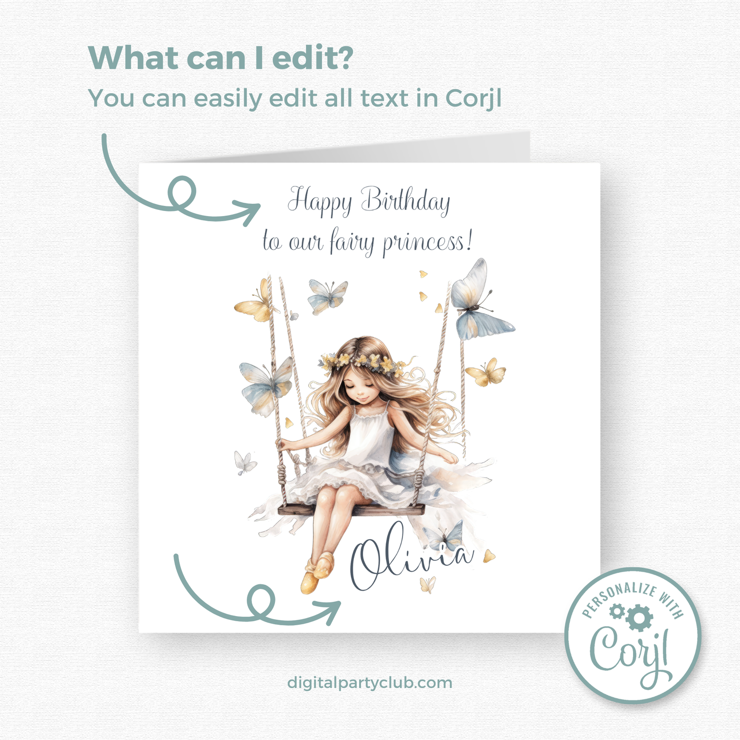 Editable Birthday Card - Fairy
