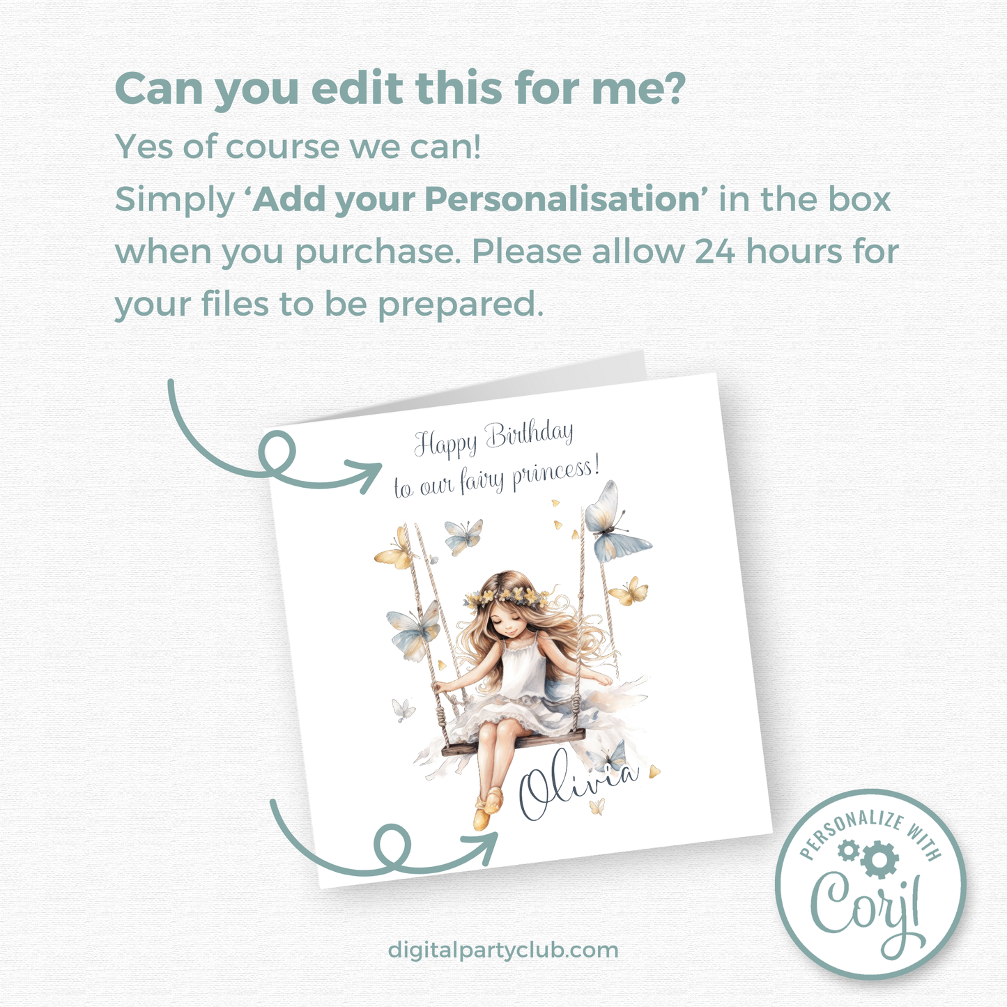 Editable Birthday Card - Fairy