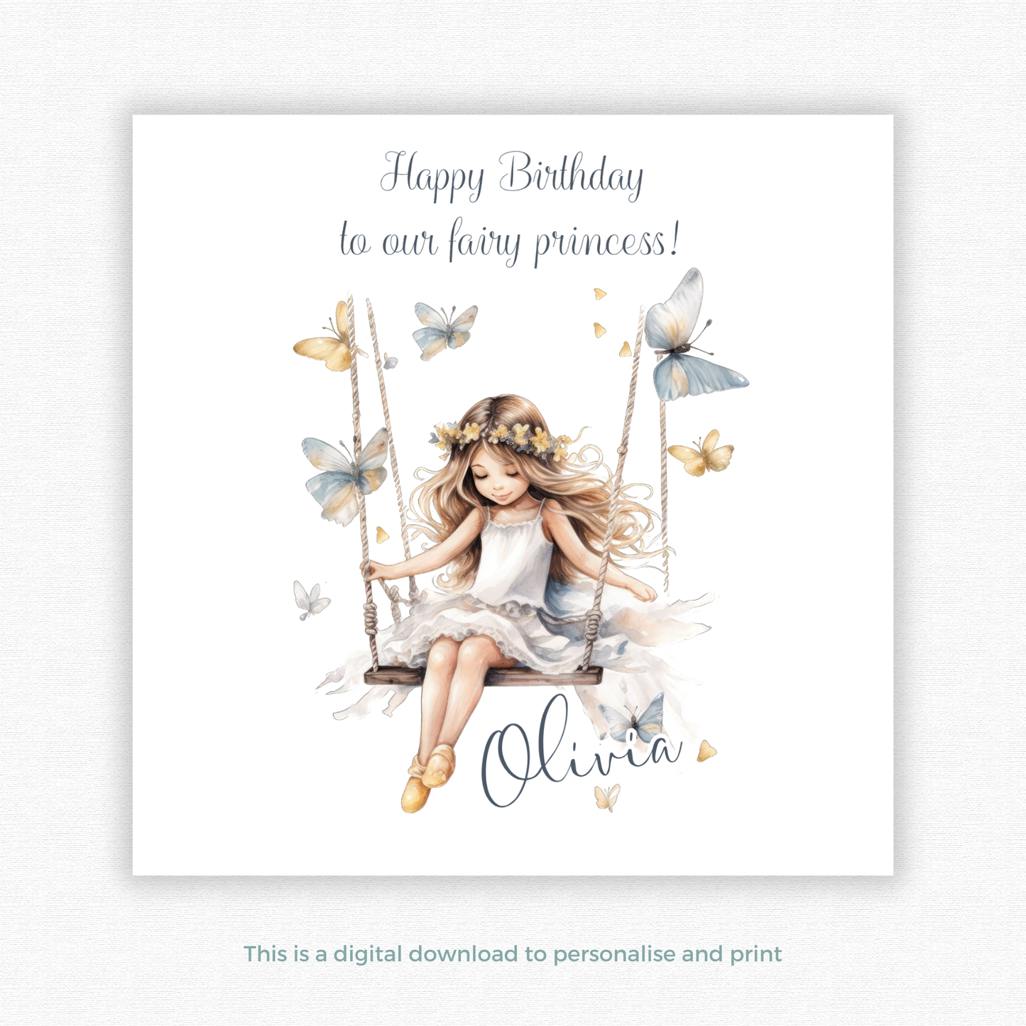 Editable Birthday Card - Fairy