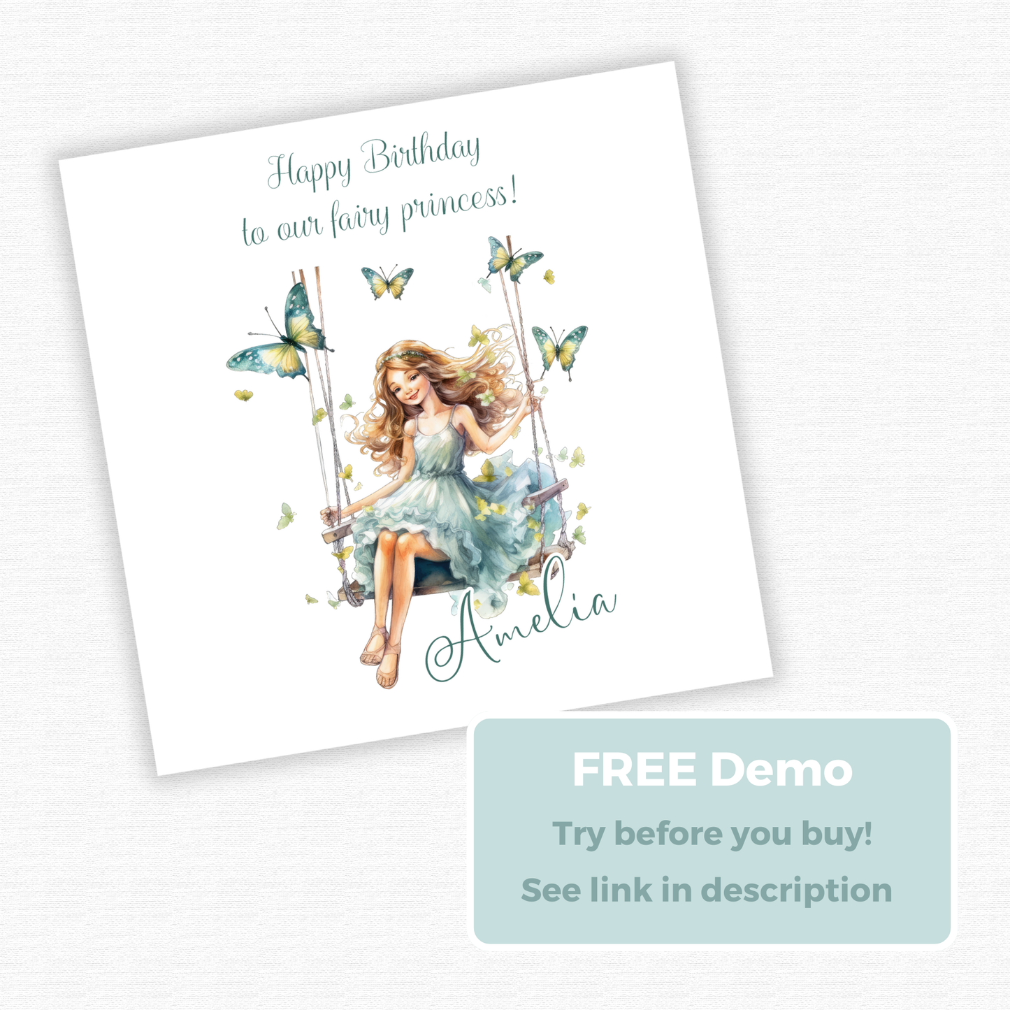 Editable Birthday Card - Fairy