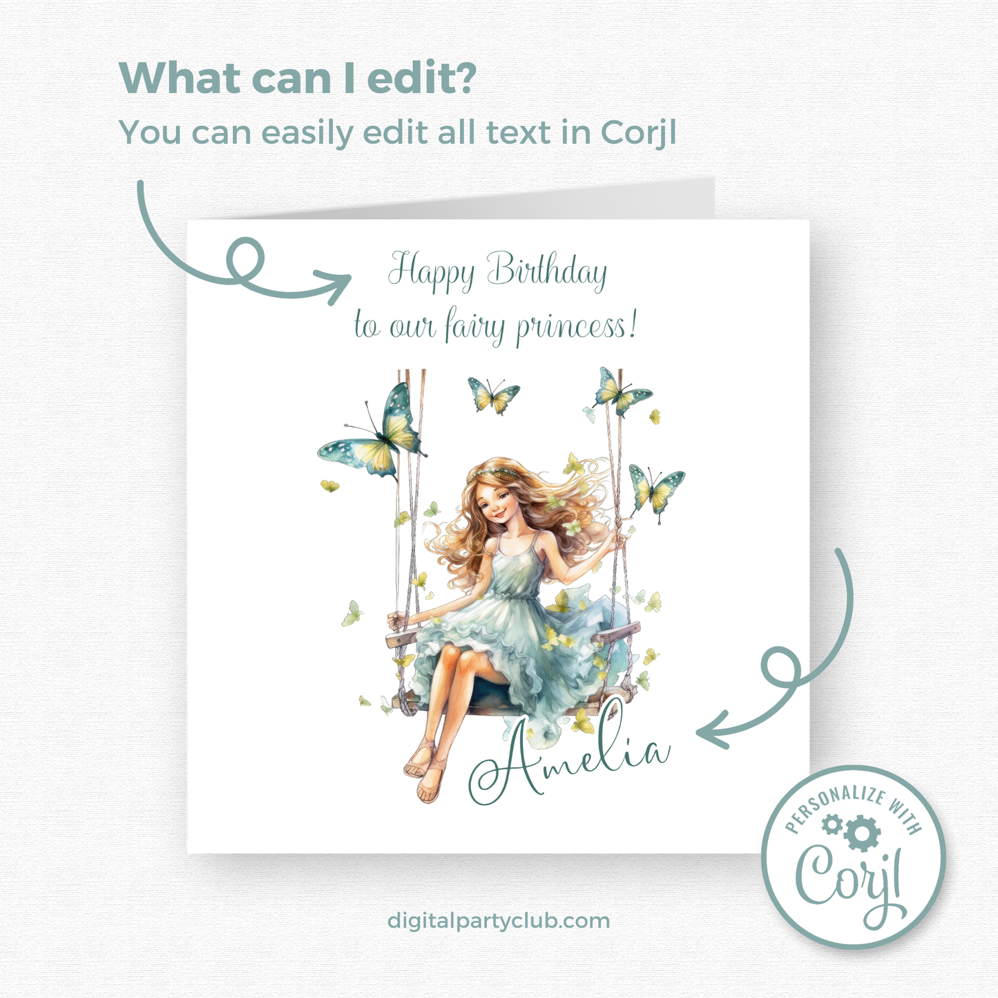 Editable Birthday Card - Fairy