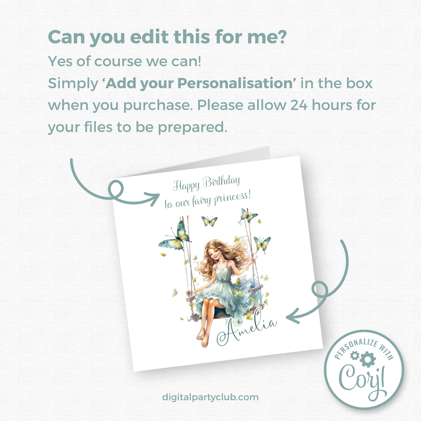 Editable Birthday Card - Fairy