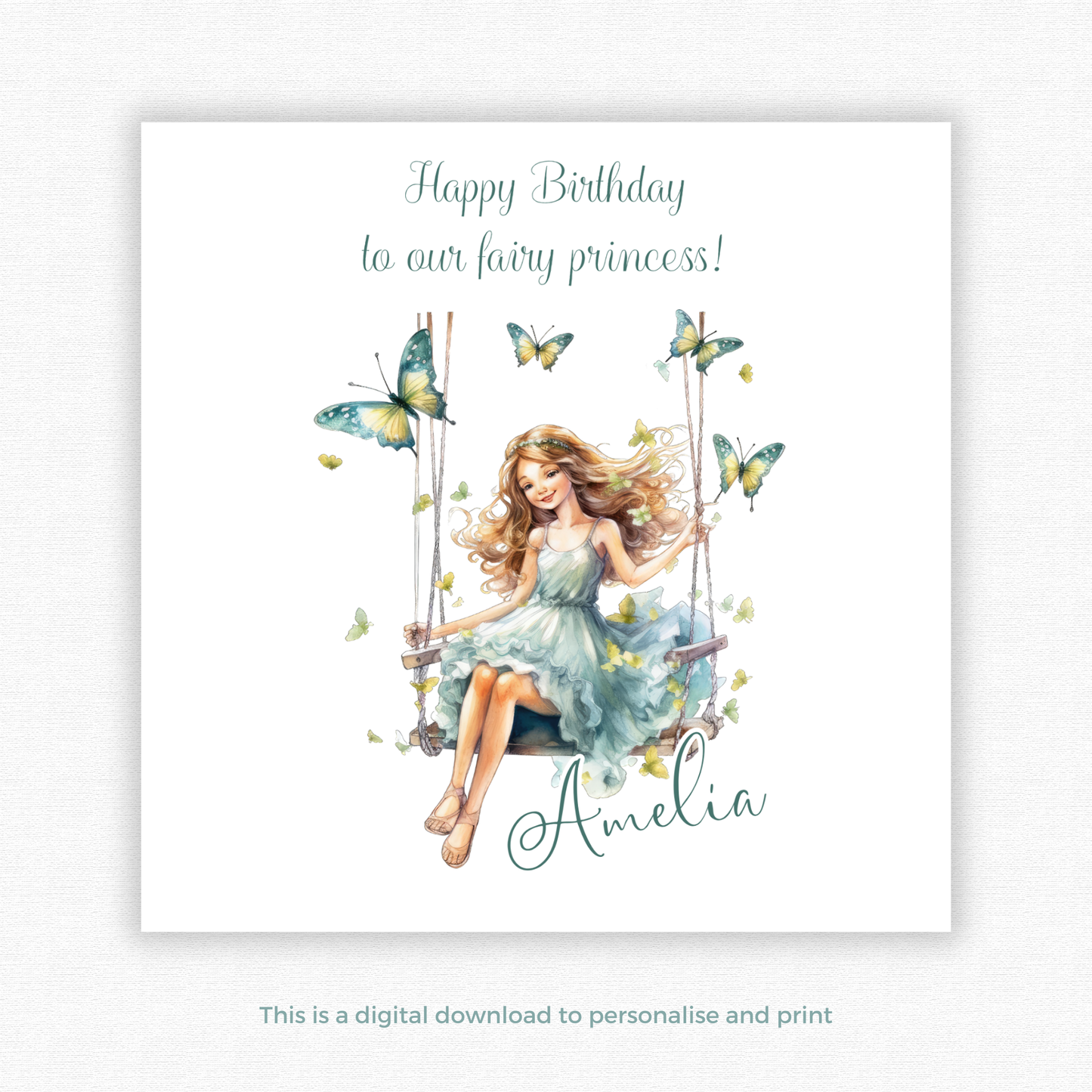 Editable Birthday Card - Fairy