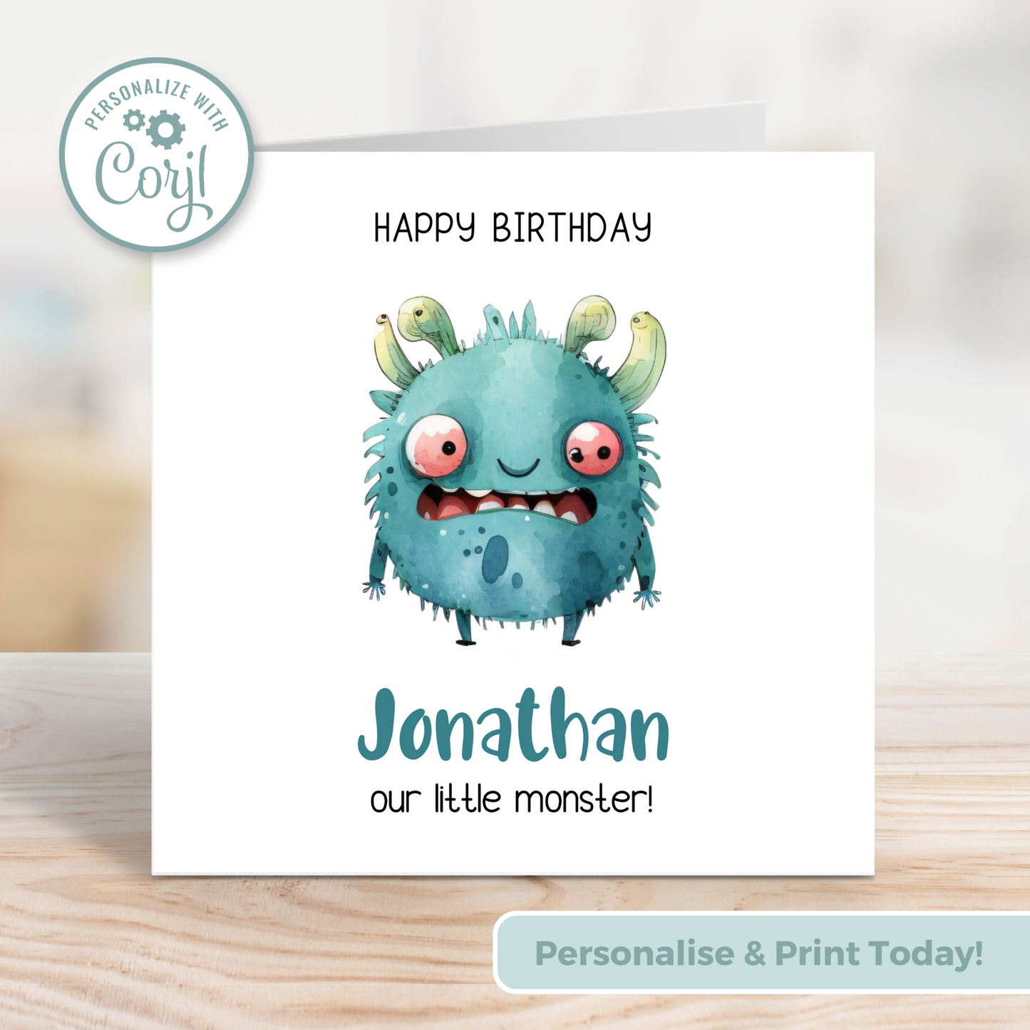 Editable Birthday Card - Monster