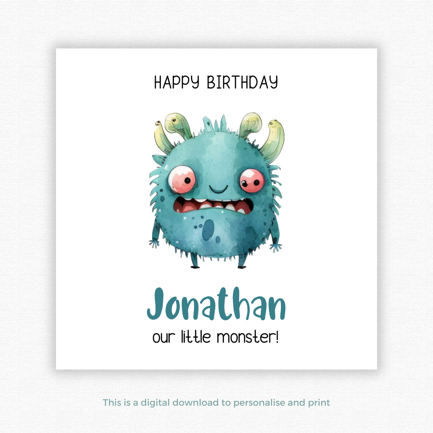 Editable Birthday Card - Monster