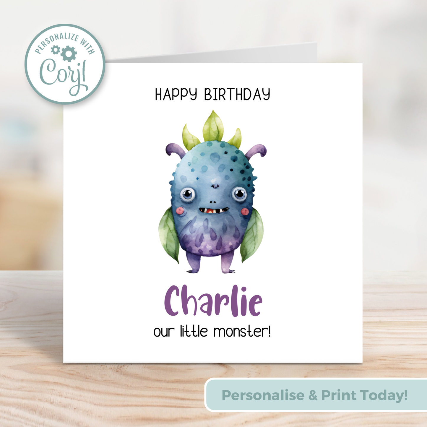 Editable Birthday Card - Monster