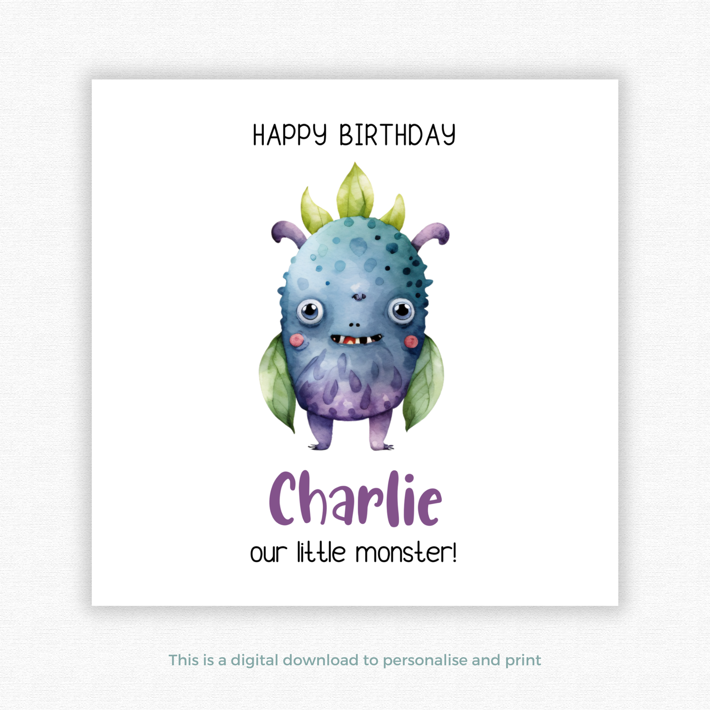 Editable Birthday Card - Monster