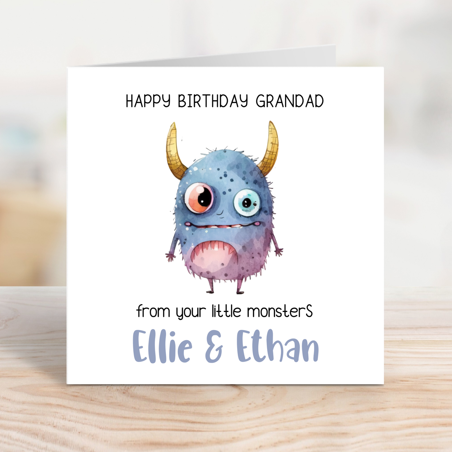 Editable Birthday Card - Grandad From Your Little Monsters