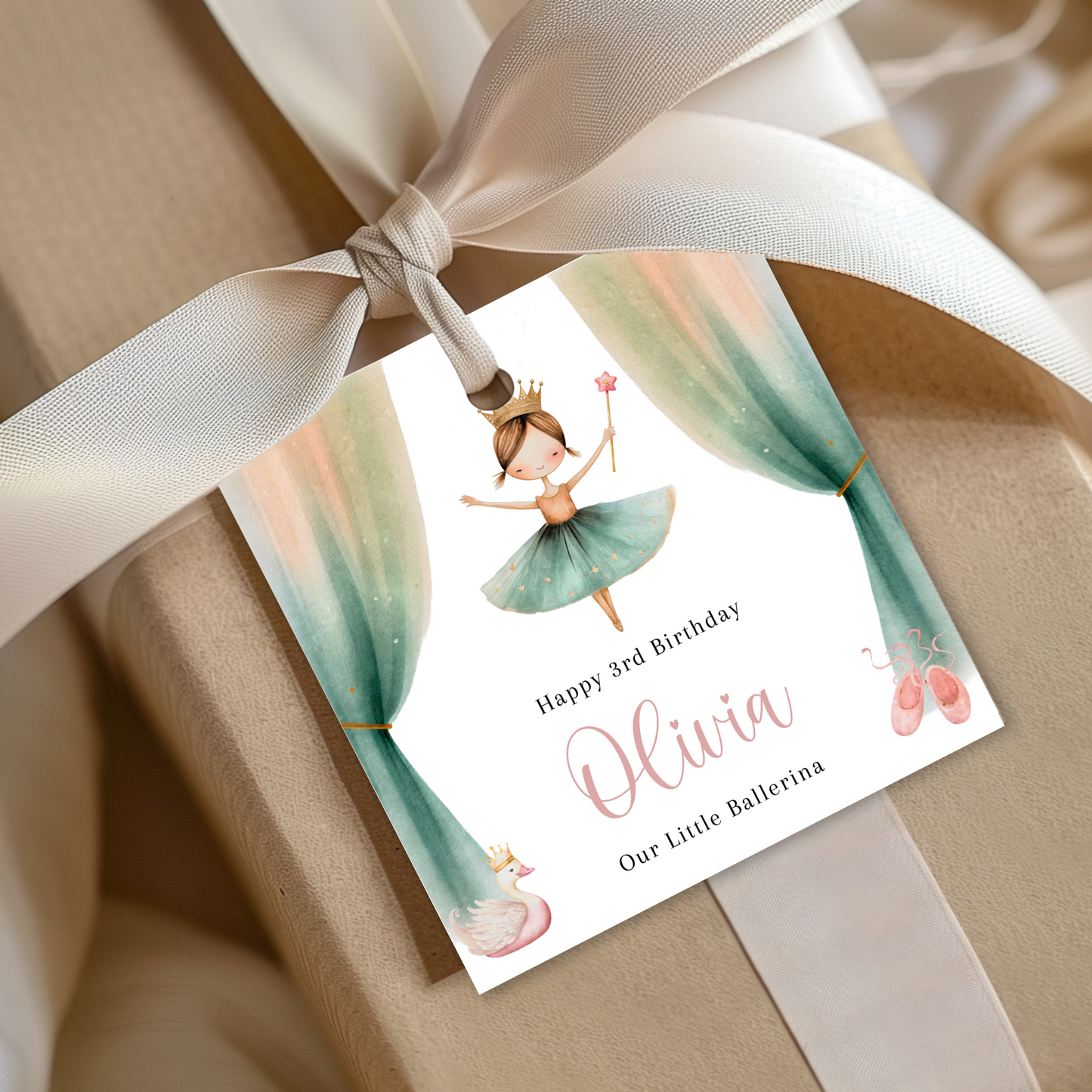 Editable Little Ballerina Birthday Gift Tag