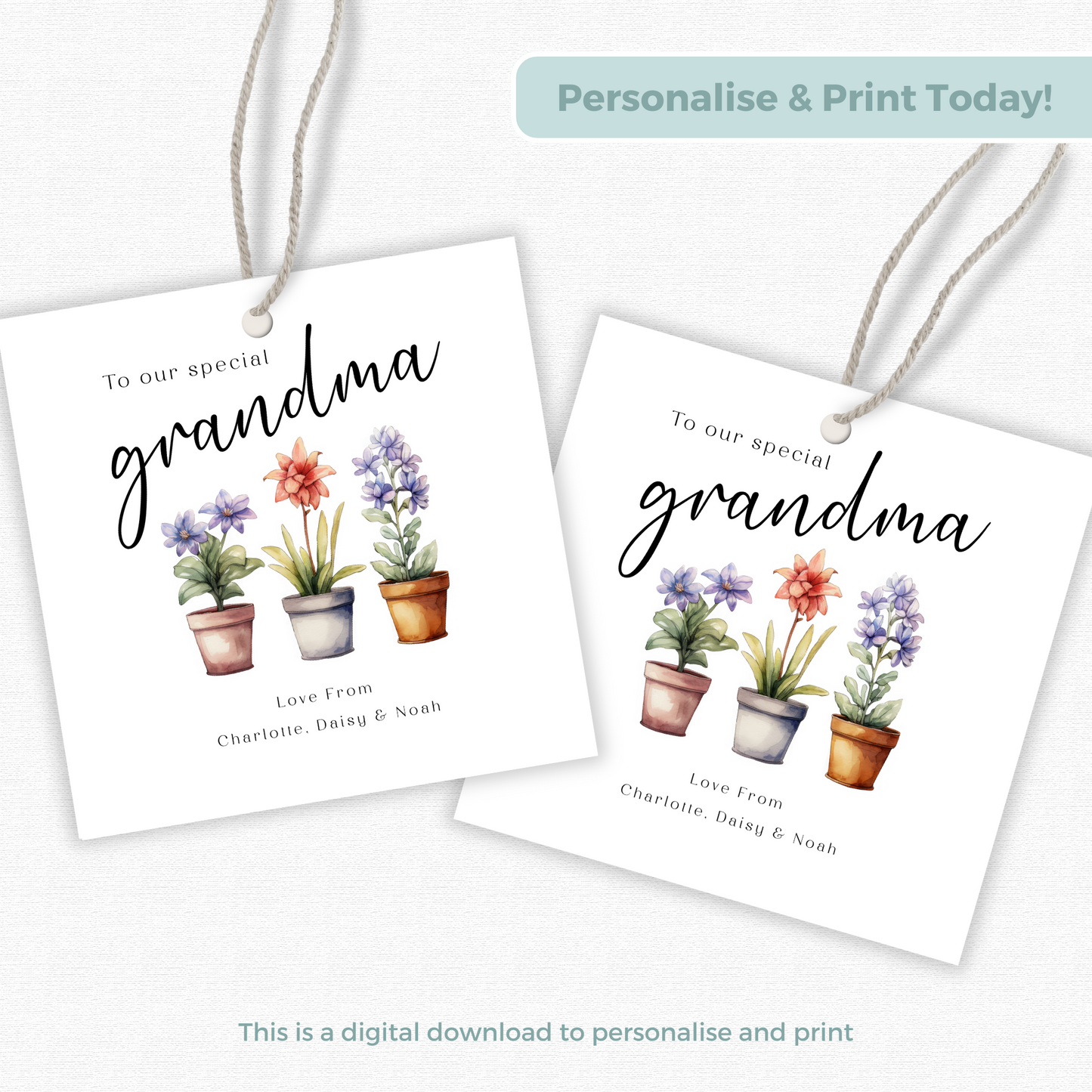 Editable Grandma Birthday Gift Tag