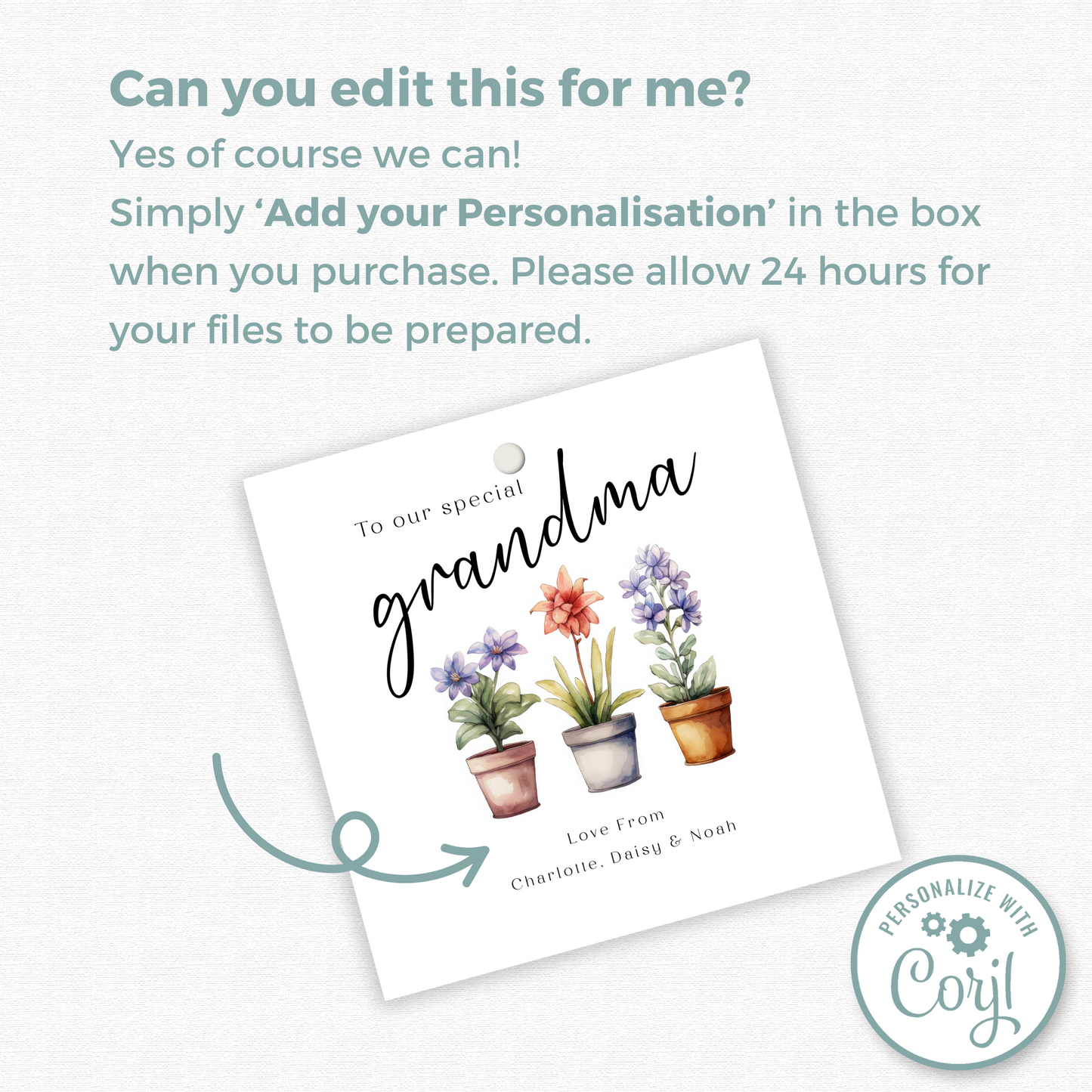 Editable Grandma Birthday Gift Tag