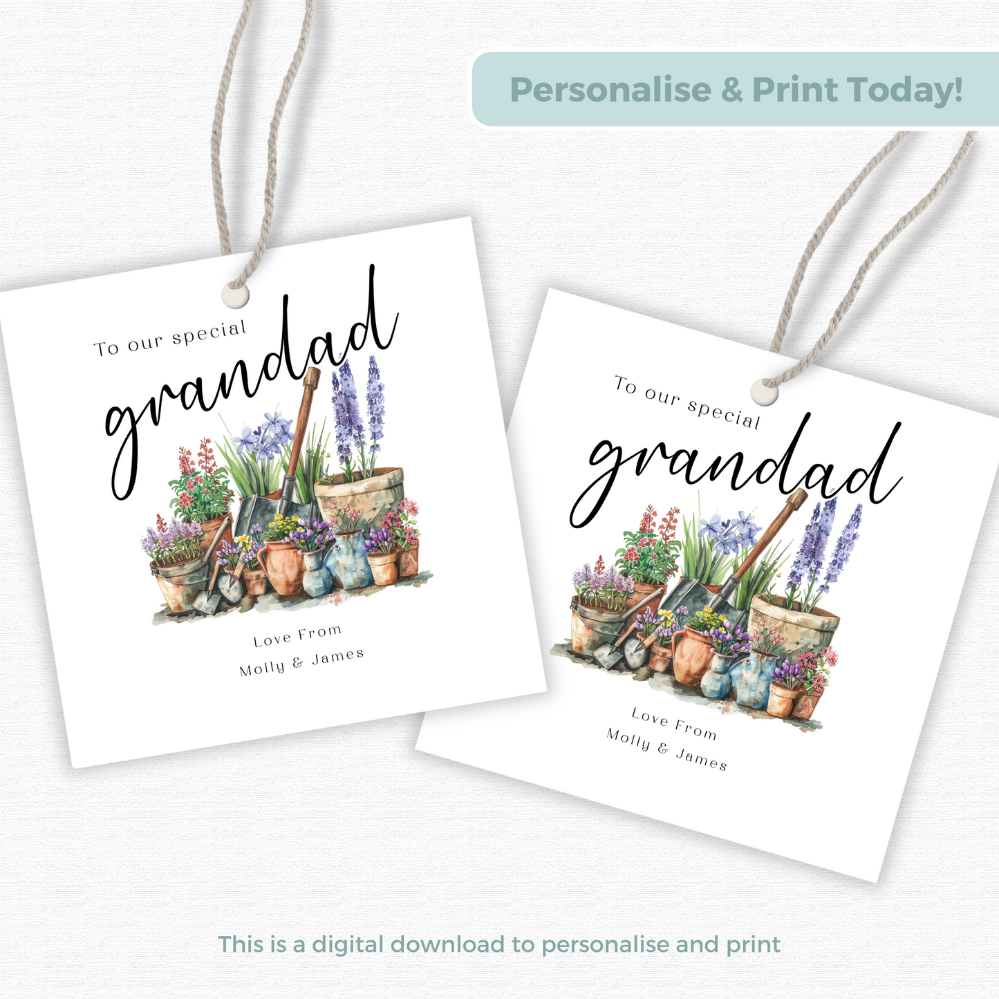 Editable Grandad Birthday Gift Tag