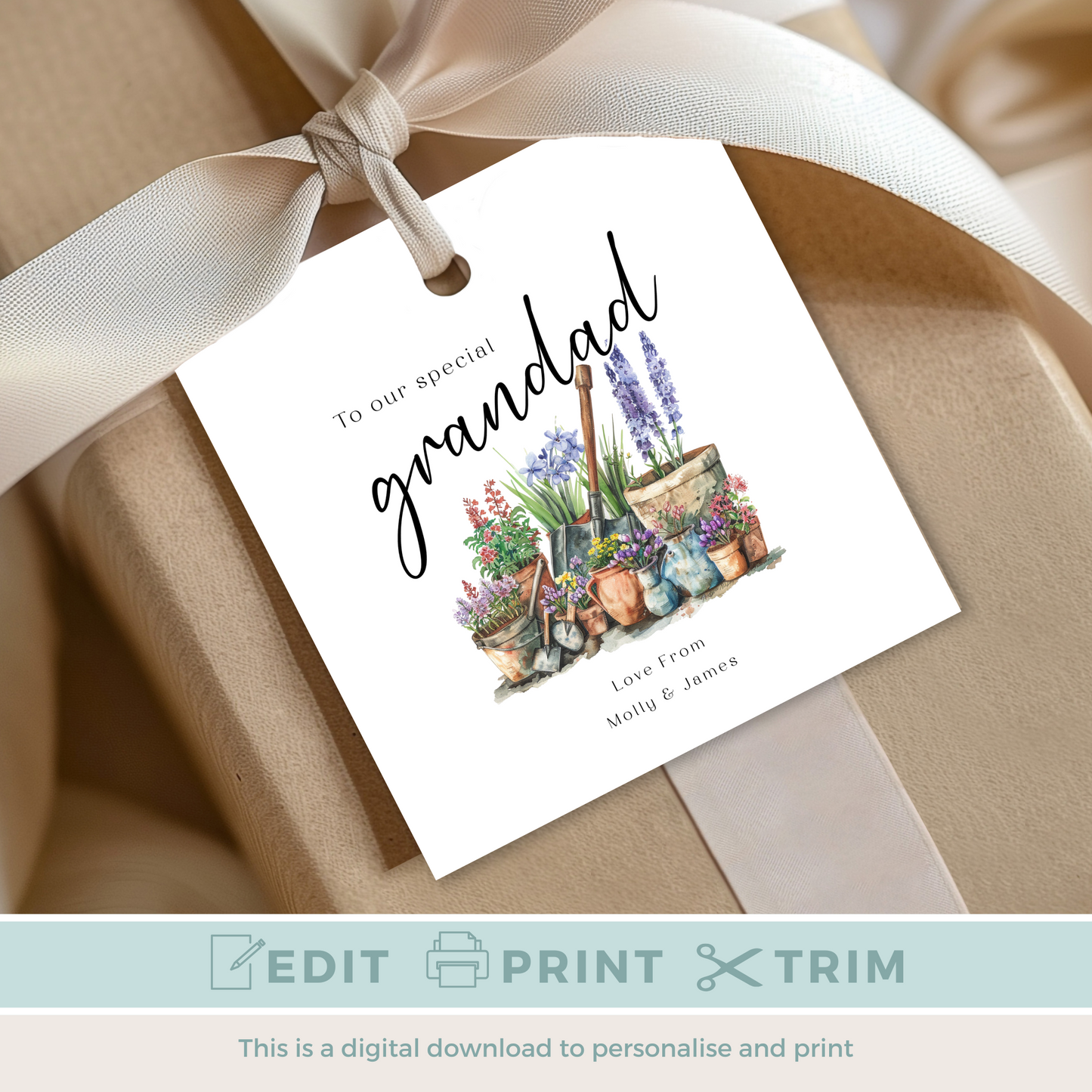 Editable Grandad Birthday Gift Tag