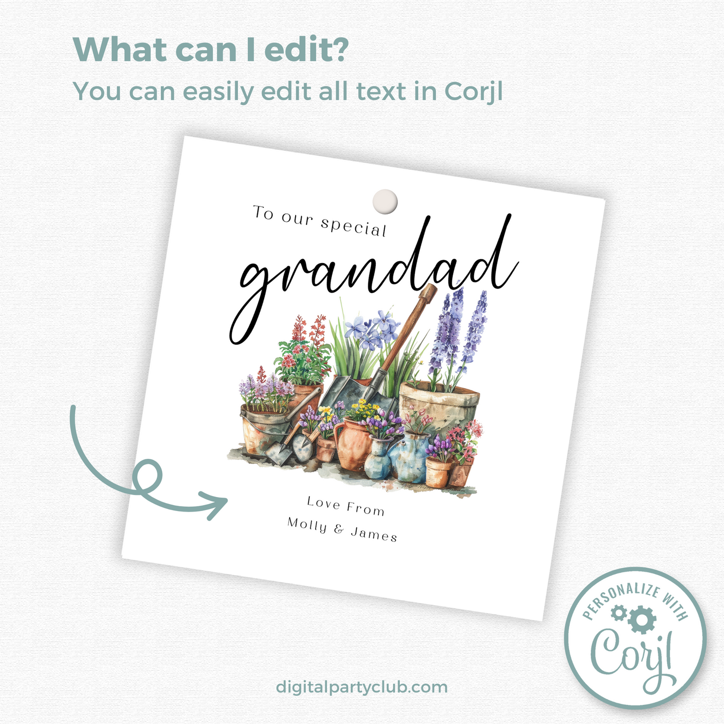Editable Grandad Birthday Gift Tag