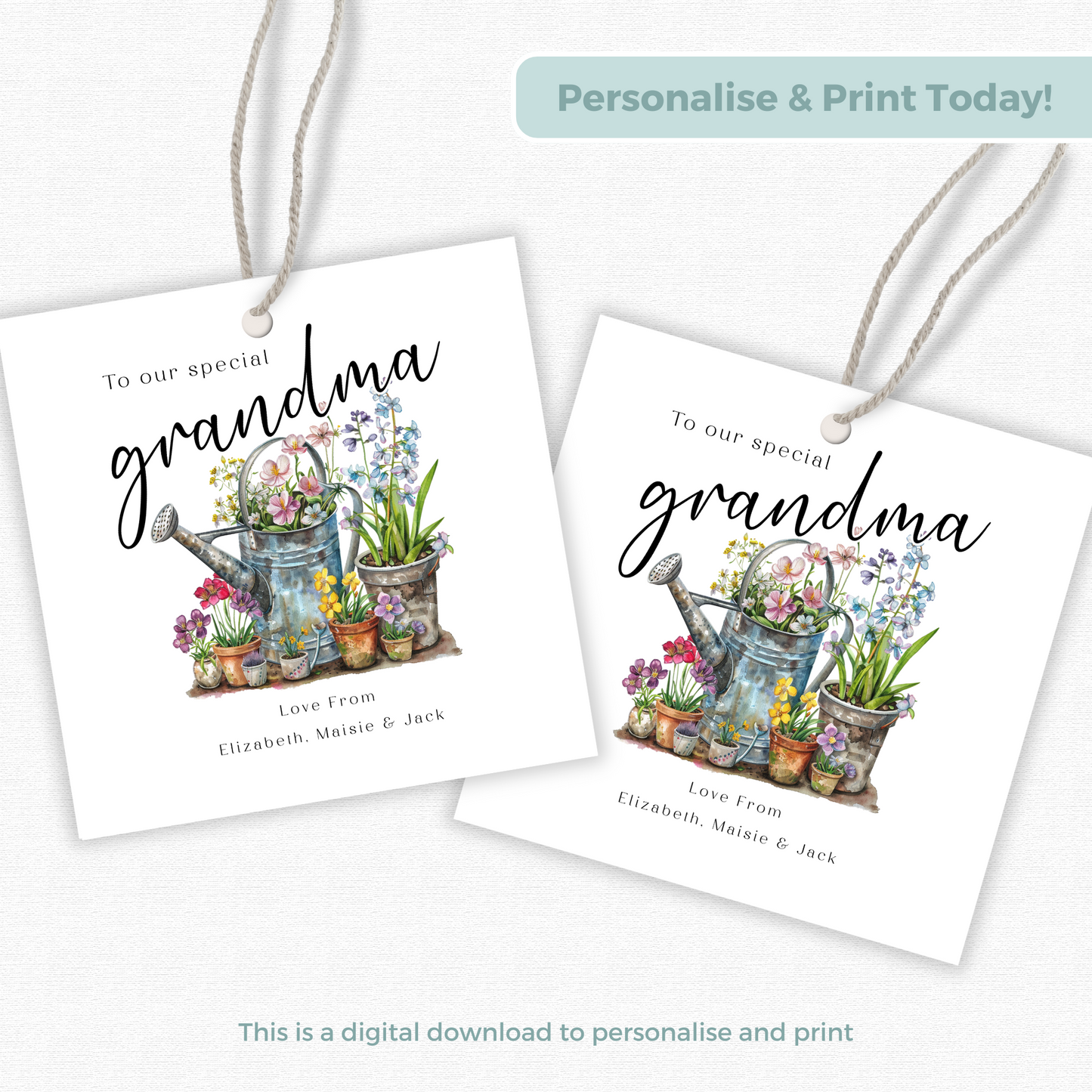 Editable Grandma Birthday Gift Tag