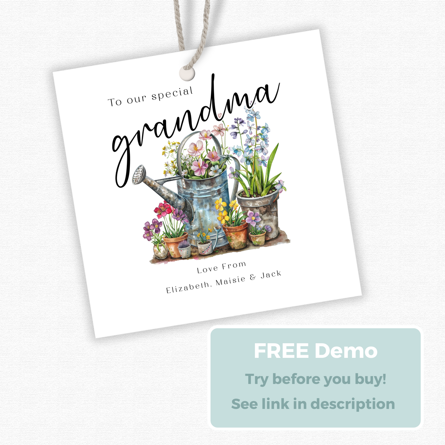 Editable Grandma Birthday Gift Tag