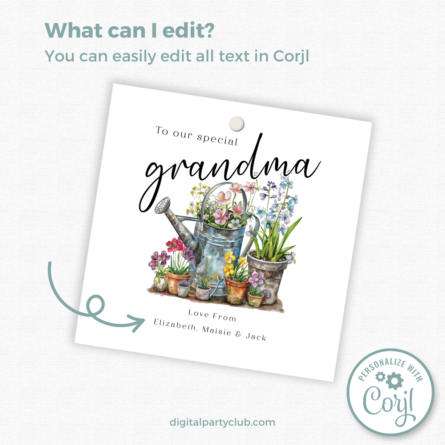 Editable Grandma Birthday Gift Tag