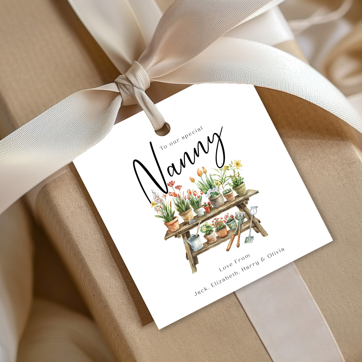 Editable Nanny Birthday Gift Tag