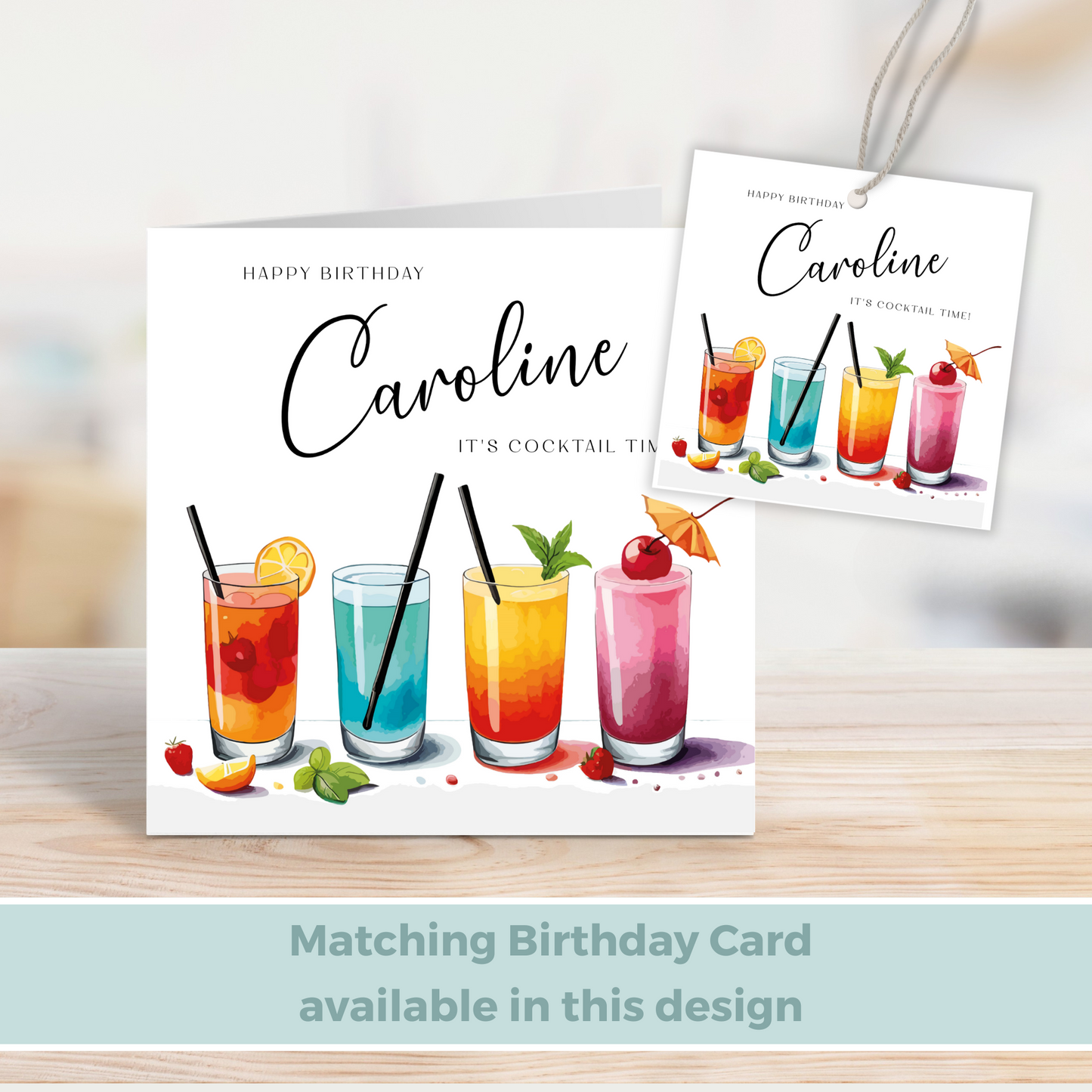 Editable Cocktail Party Birthday Gift Tag