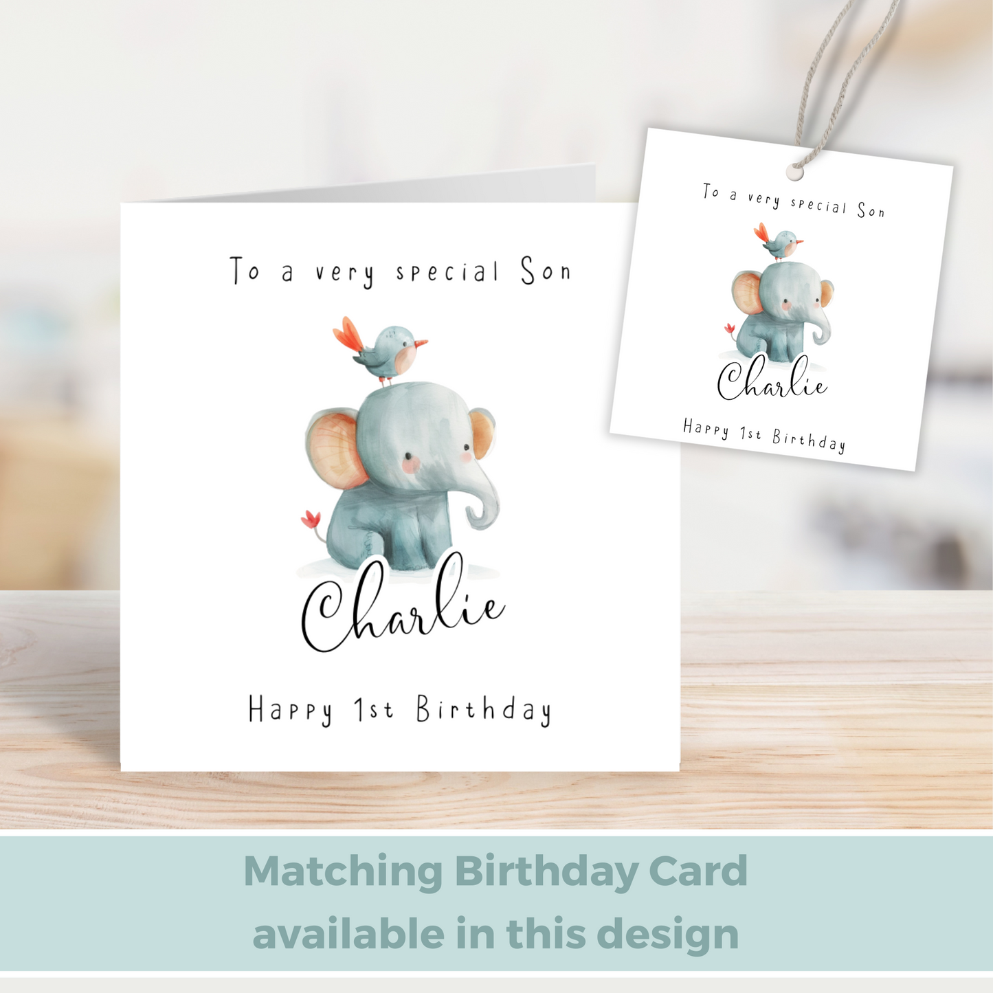 Editable Baby Elephant Birthday Gift Tag