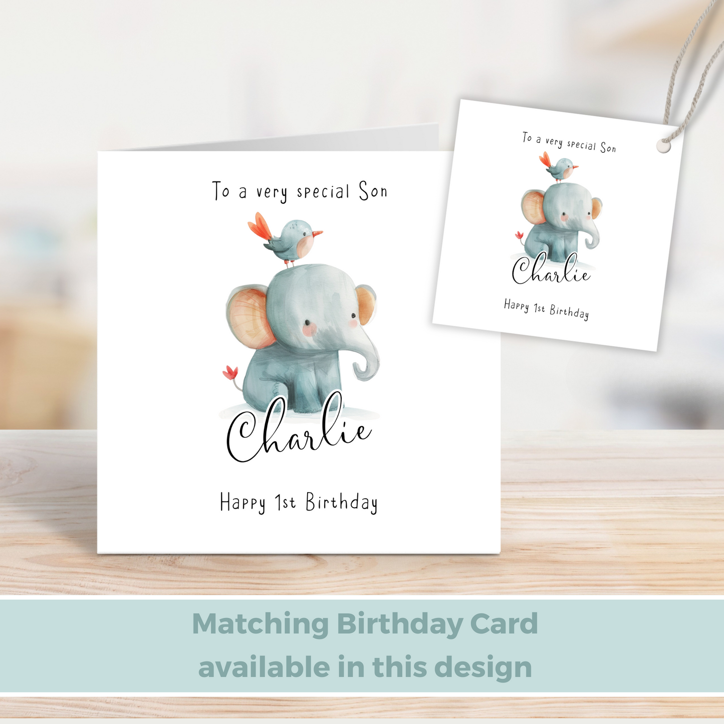 Editable Baby Elephant Birthday Gift Tag